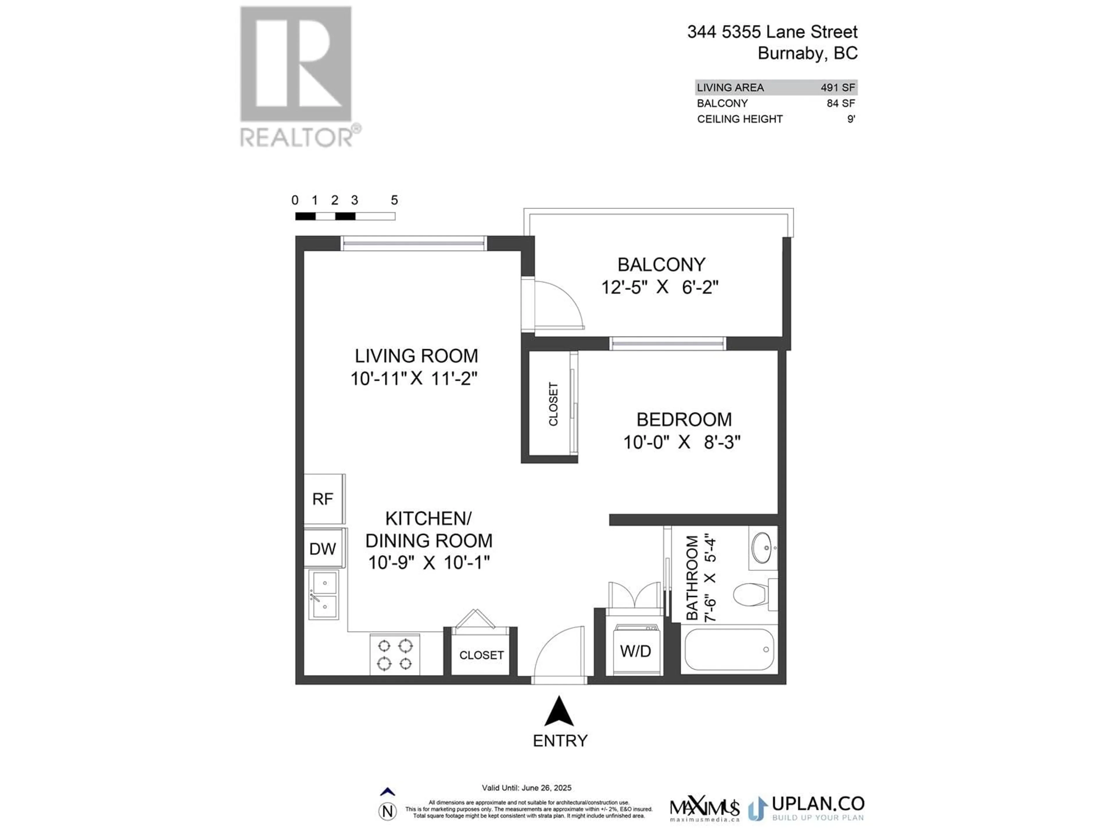 Floor plan for 344 5355 LANE STREET, Burnaby British Columbia V5H0H1