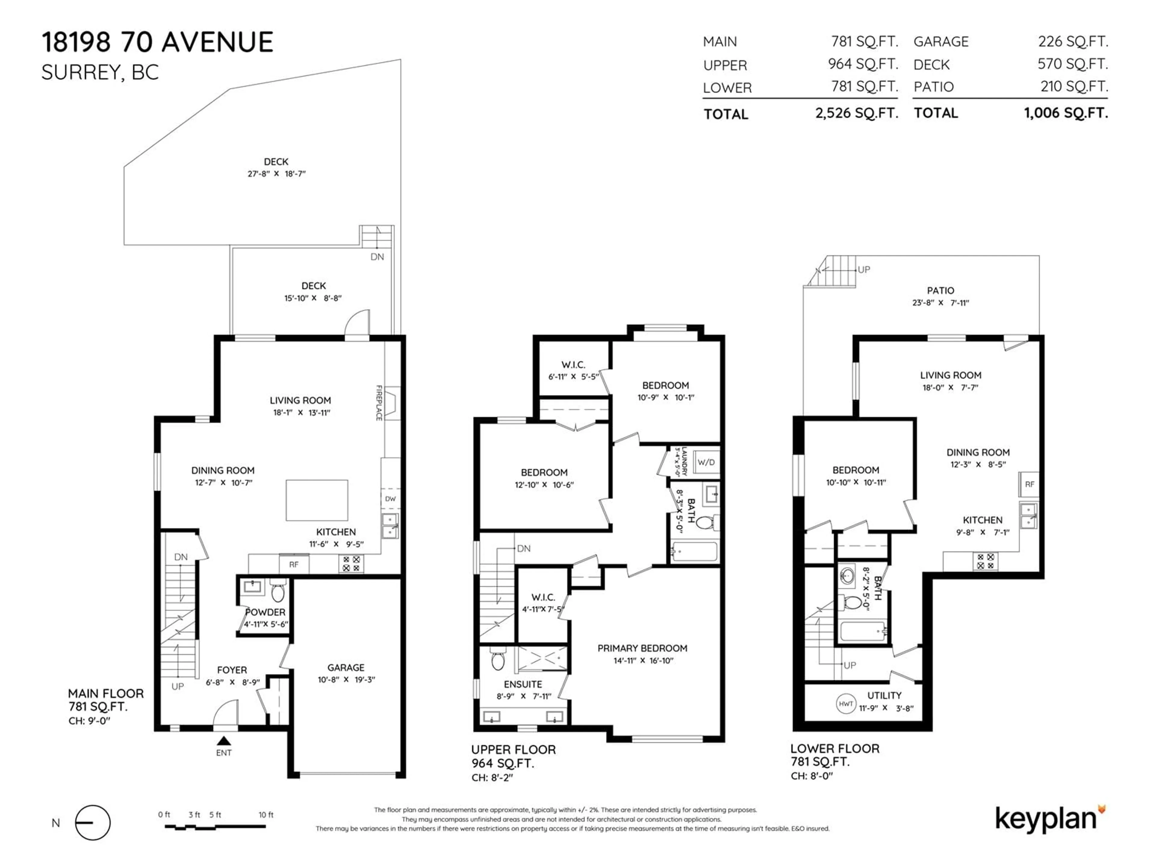 Floor plan for 18198 70 AVENUE, Surrey British Columbia V3S6Z1