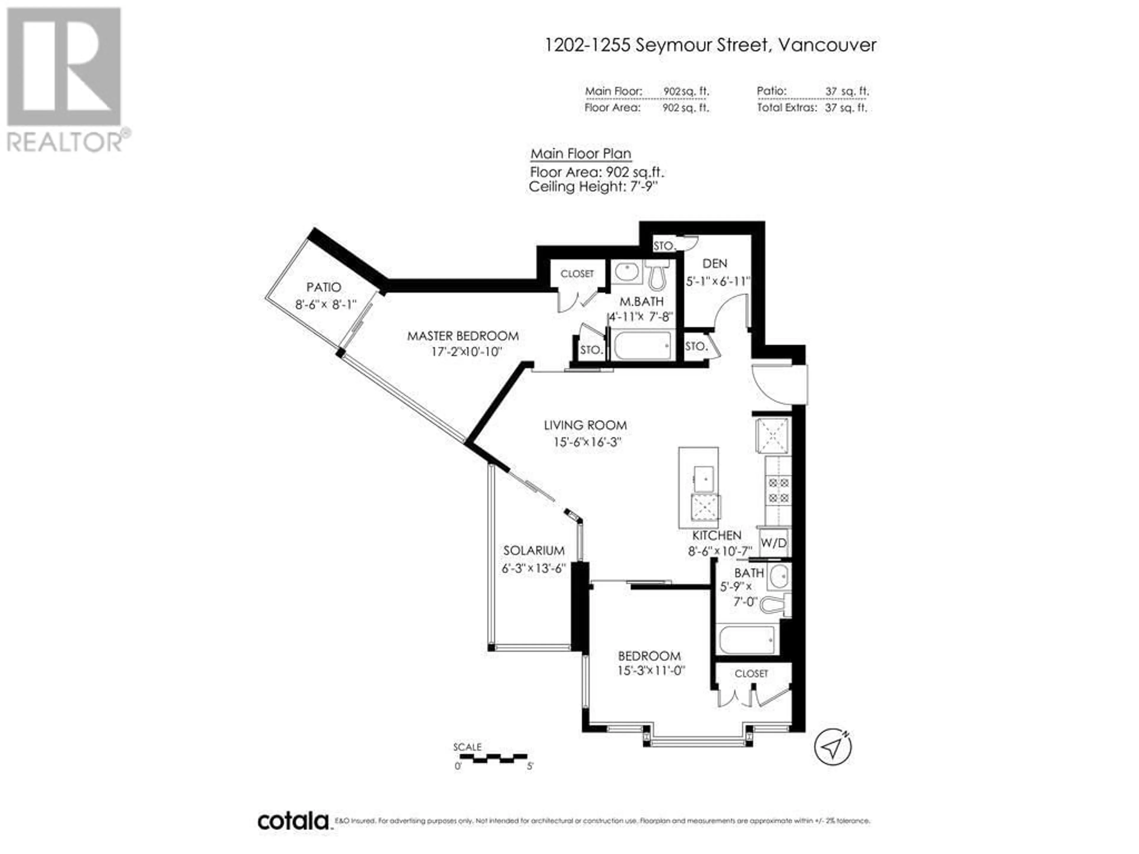 Floor plan for 1502 1255 SEYMOUR STREET, Vancouver British Columbia V6B0H1