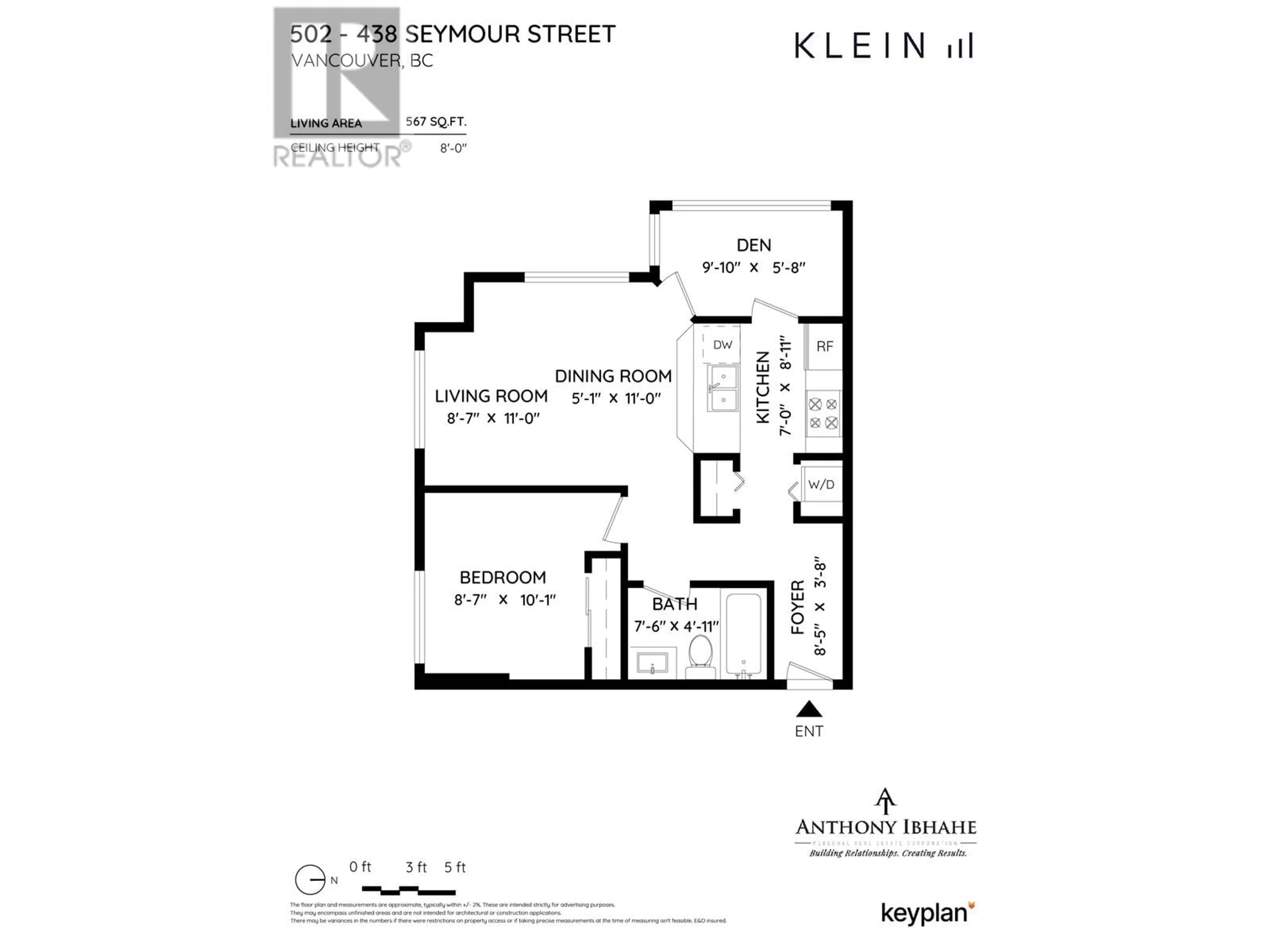 Floor plan for 502 438 SEYMOUR STREET, Vancouver British Columbia V6B6H4