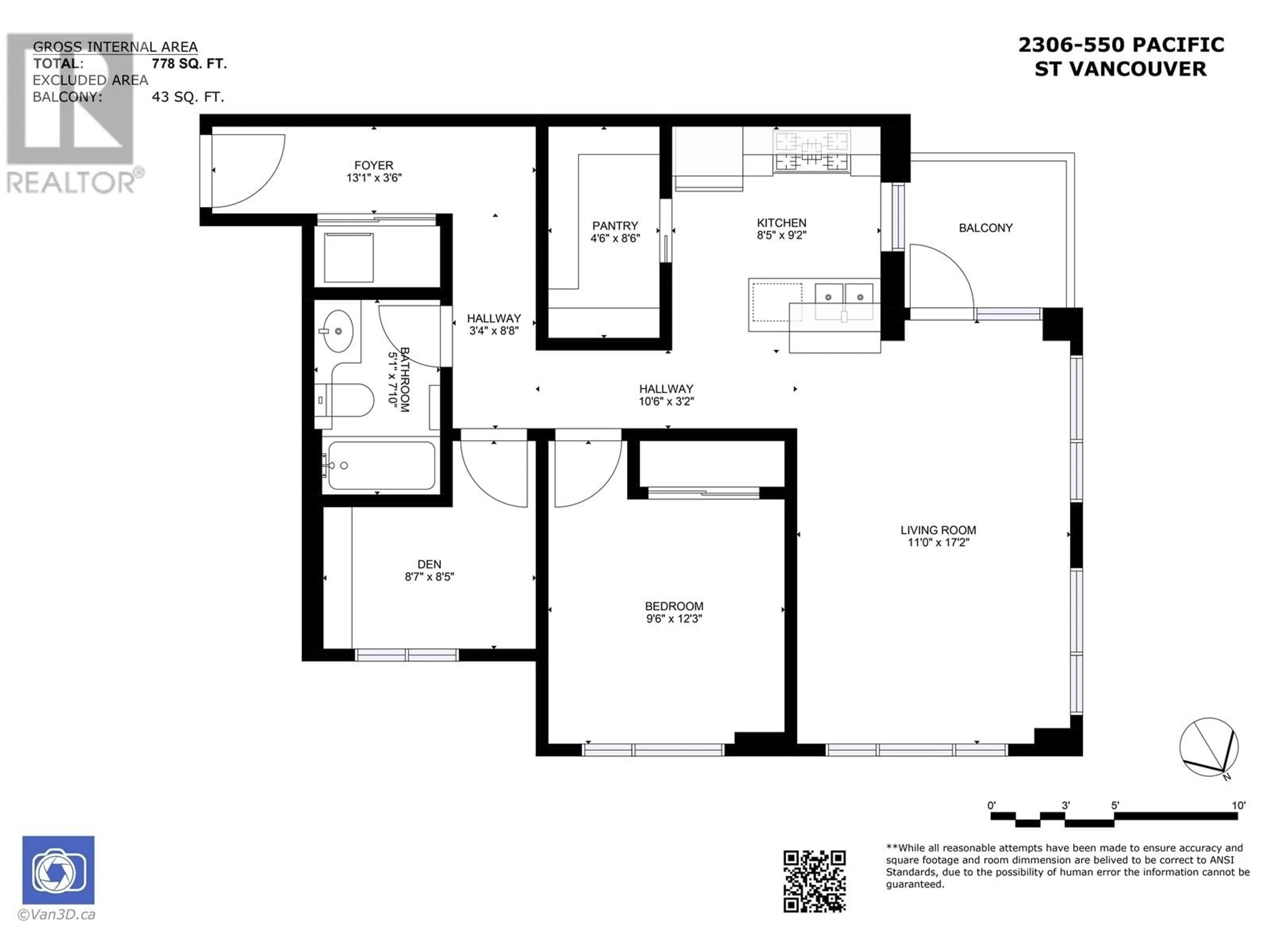 Floor plan for 2306 550 PACIFIC STREET, Vancouver British Columbia V6Z3G2