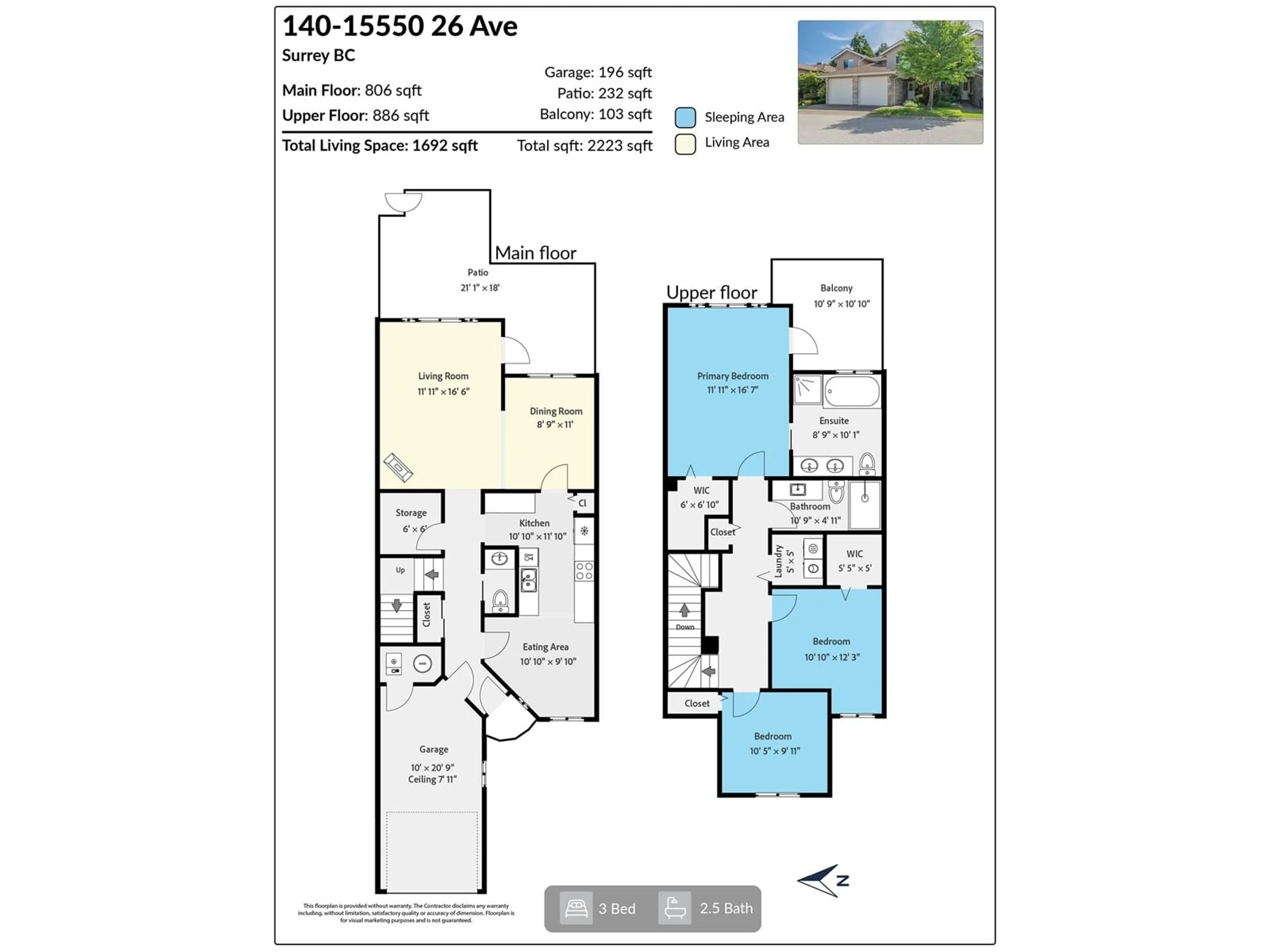 Floor plan for 140 15550 26 AVENUE, Surrey British Columbia V4P1C6