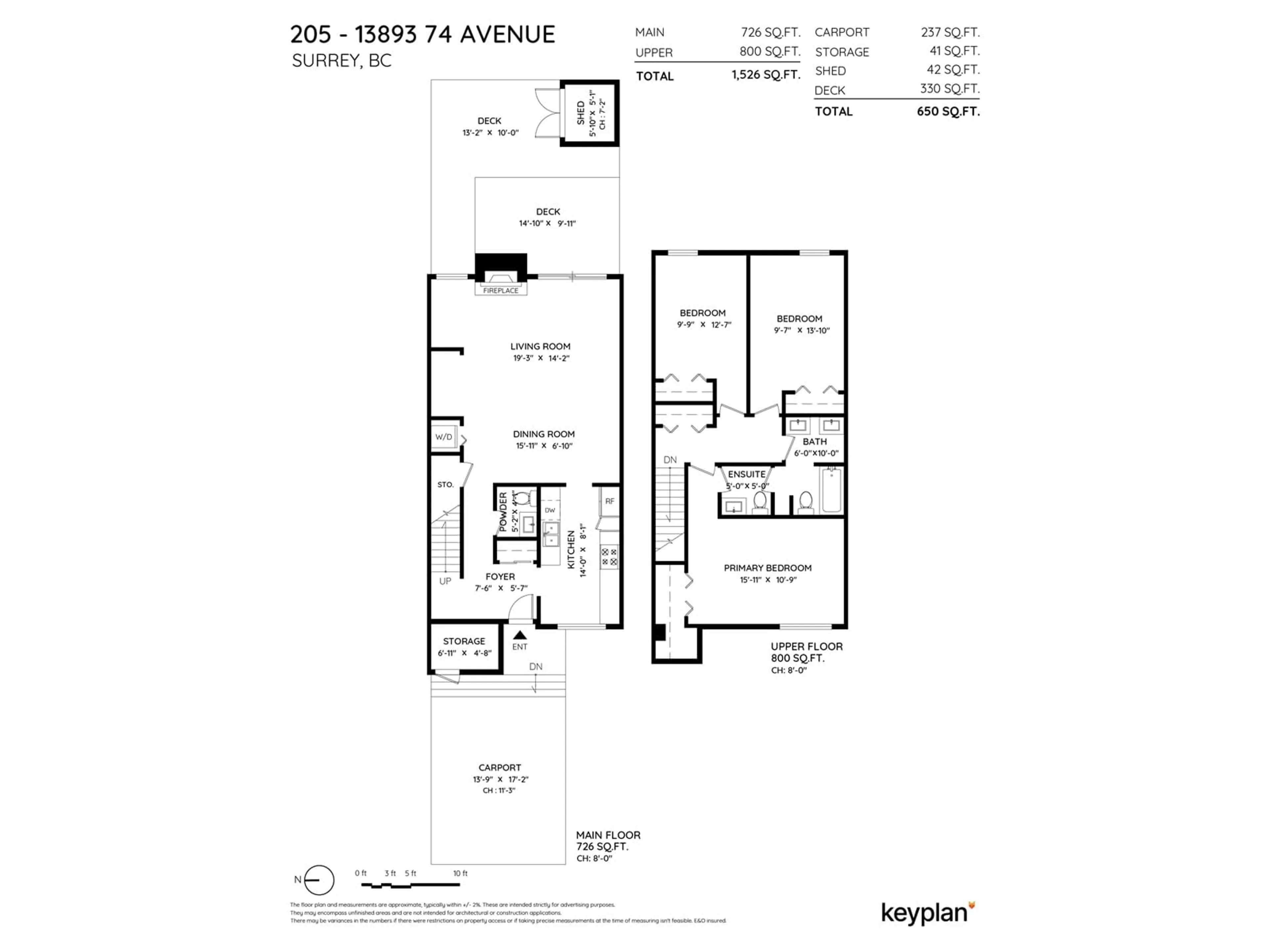 Floor plan for 205 13893 74 AVENUE, Surrey British Columbia V3W6G6