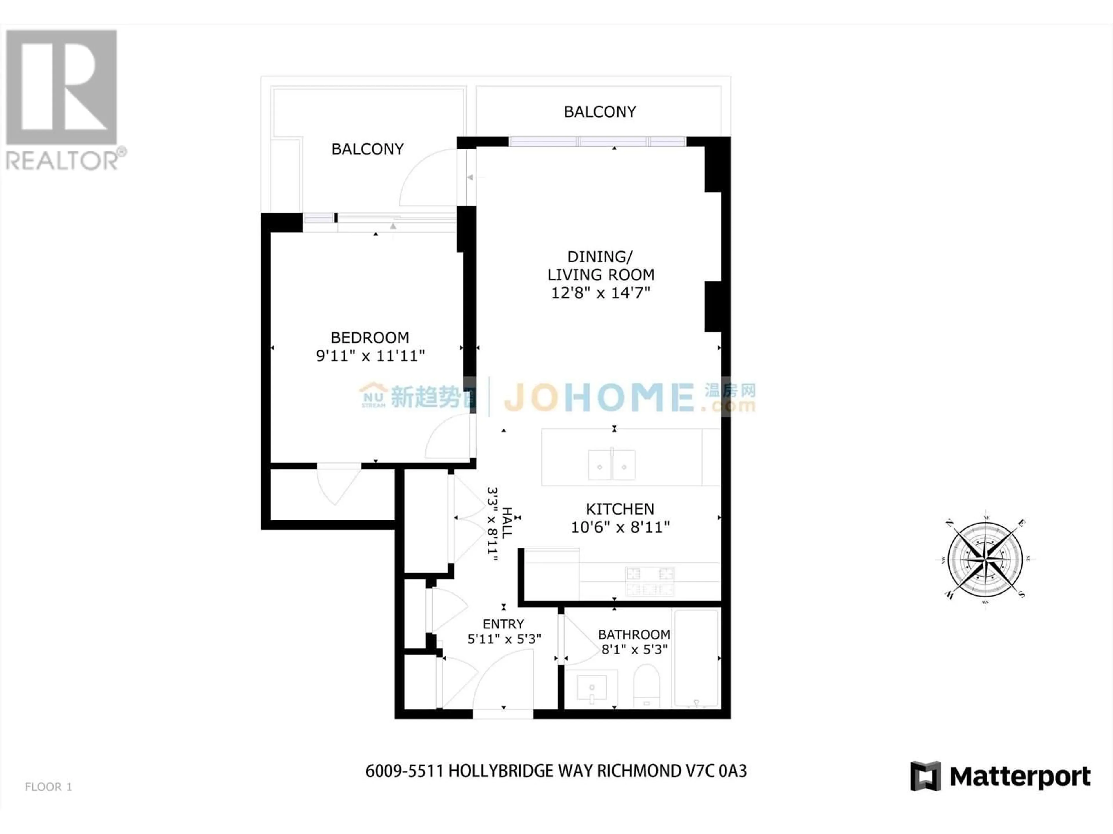 Floor plan for 6009 - 5511 HOLLYBRIDGE WAY, Richmond British Columbia V7C0A3