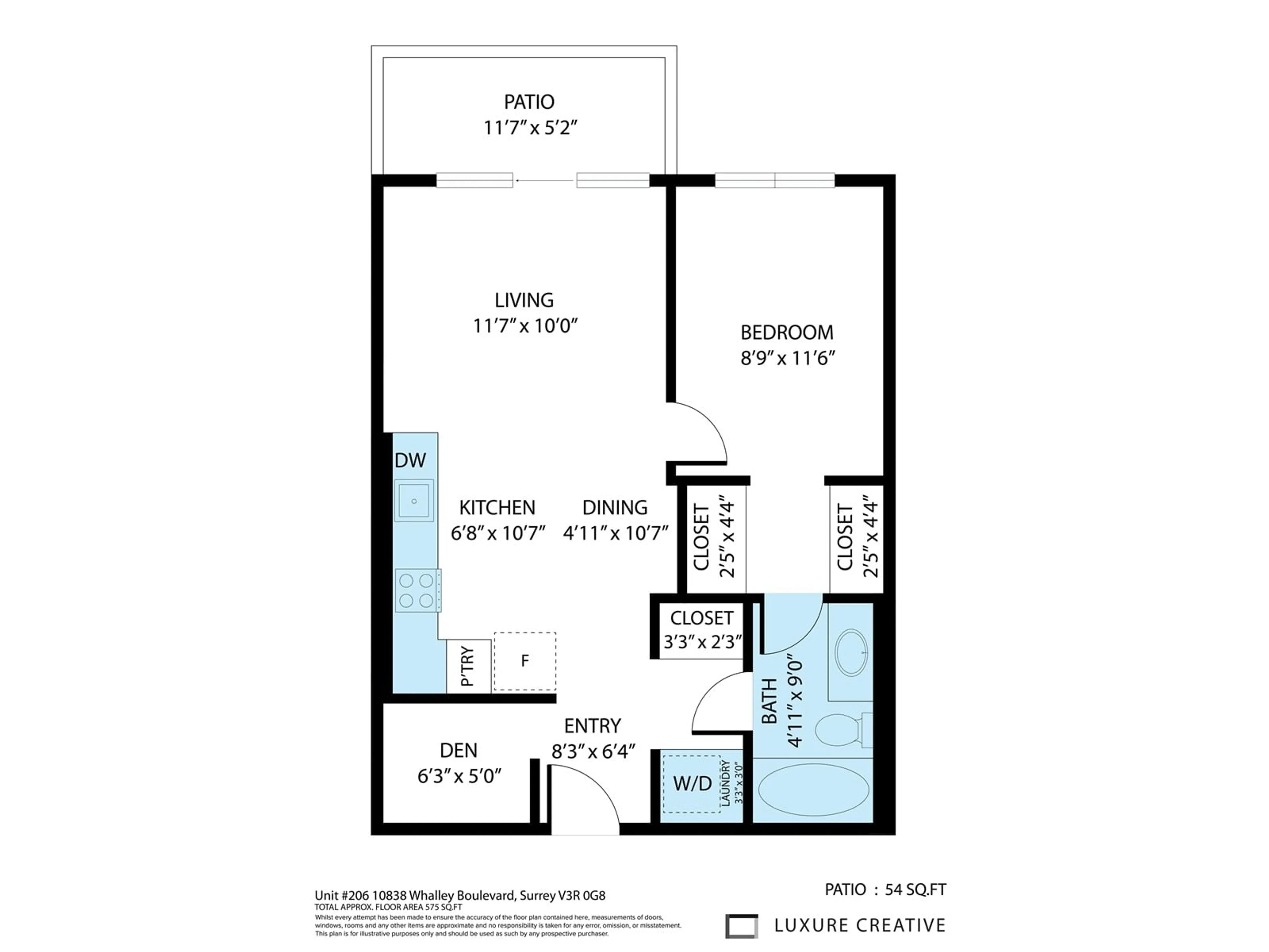 Floor plan for 206 10838 WHALLEY BOULEVARD, Surrey British Columbia V3R0G8