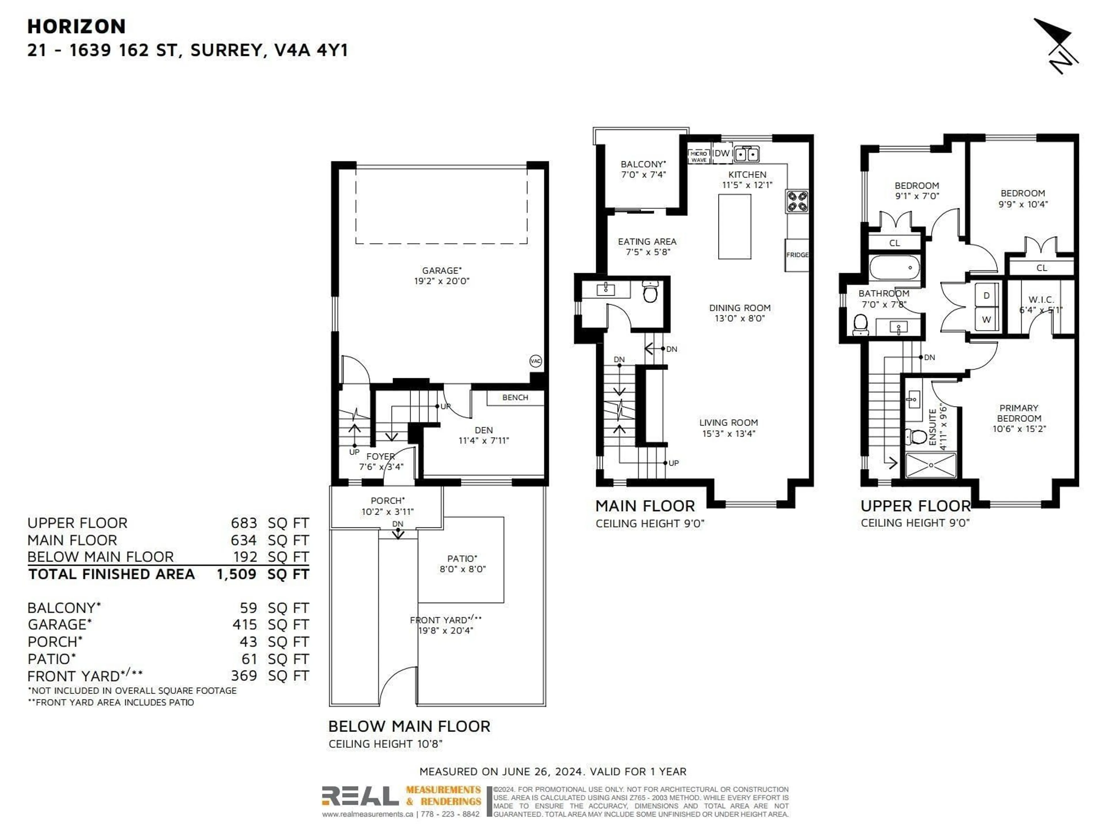 Floor plan for 21 1639 162 STREET, Surrey British Columbia V4A4Y1