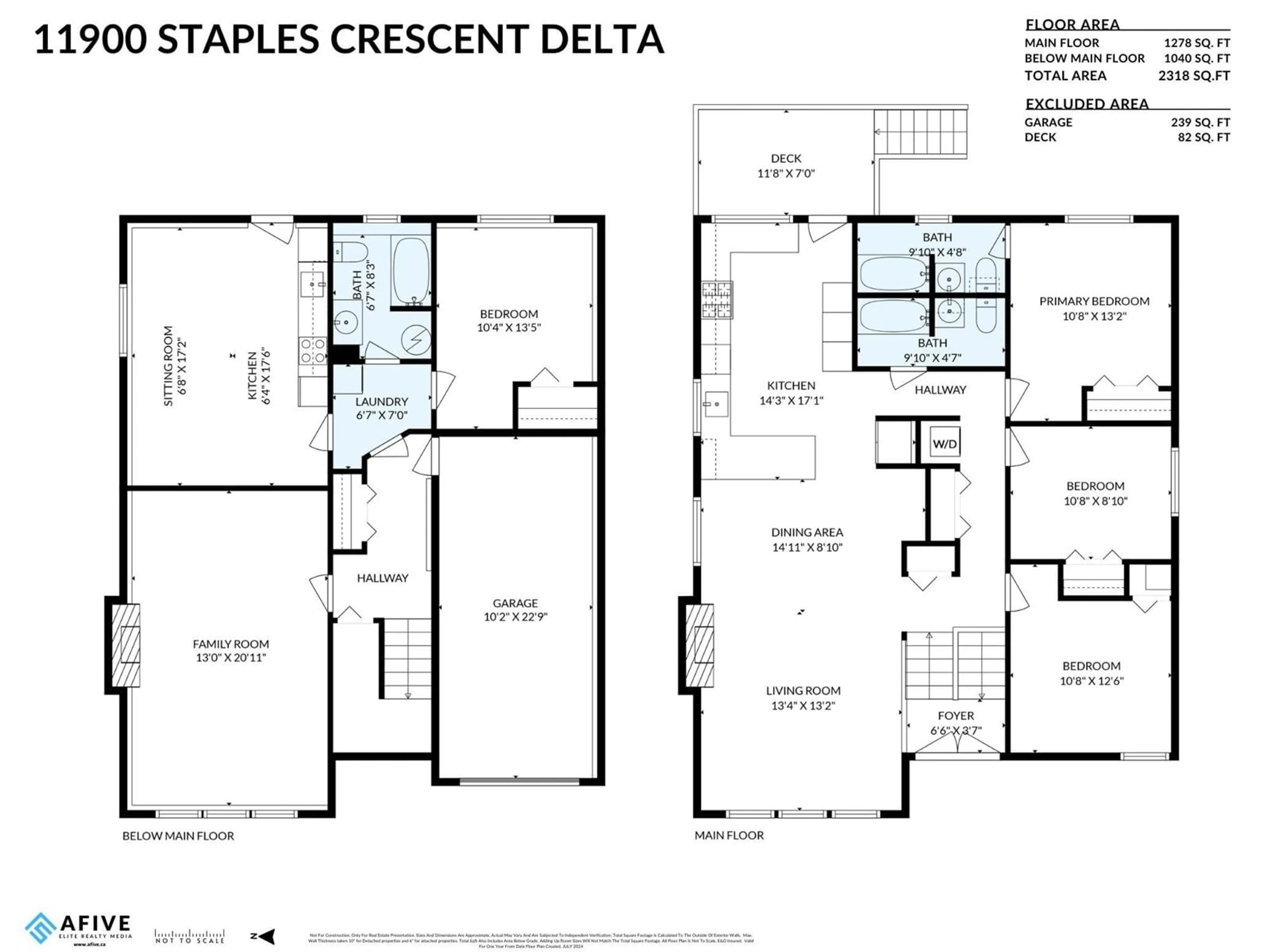 Floor plan for 11900 STAPLES STREET, Delta British Columbia V4E2T7