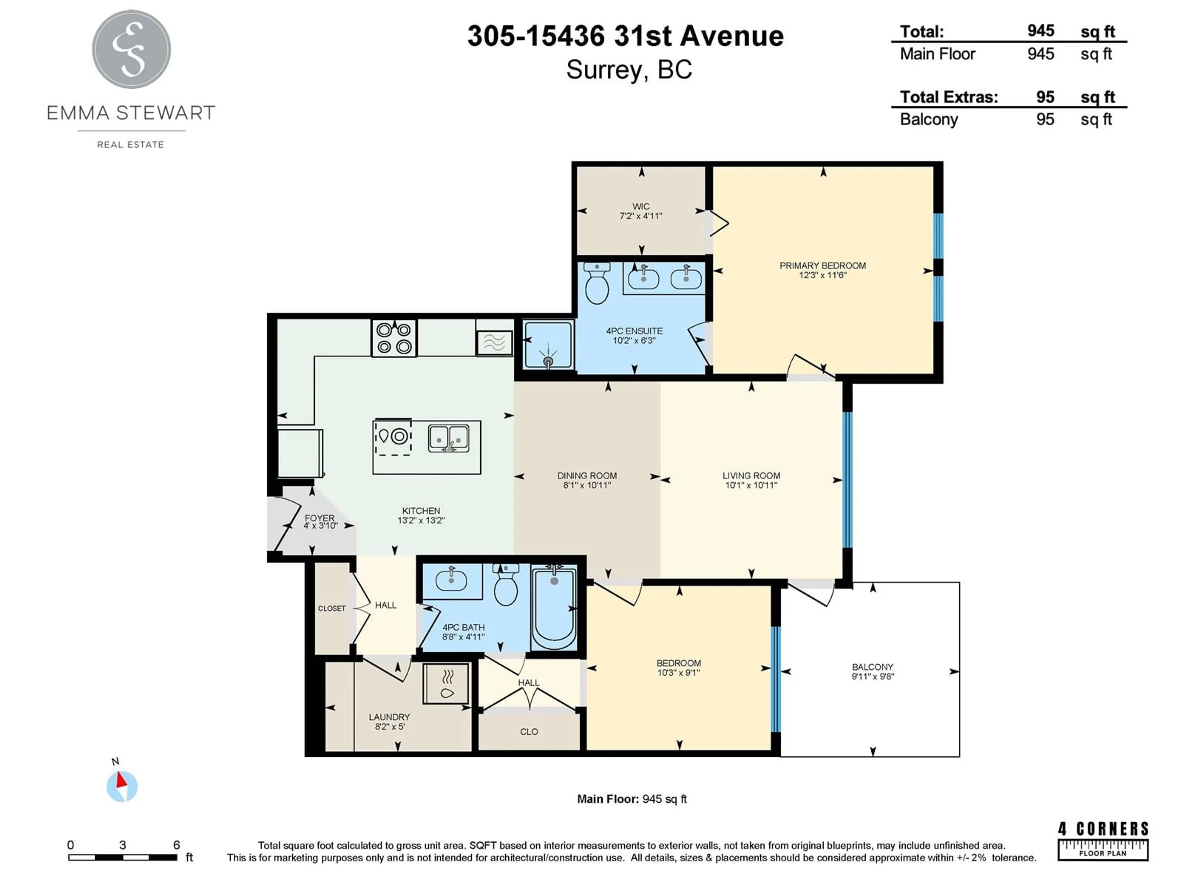 Floor plan for 305 15436 31 AVENUE, Surrey British Columbia V3Z1H3