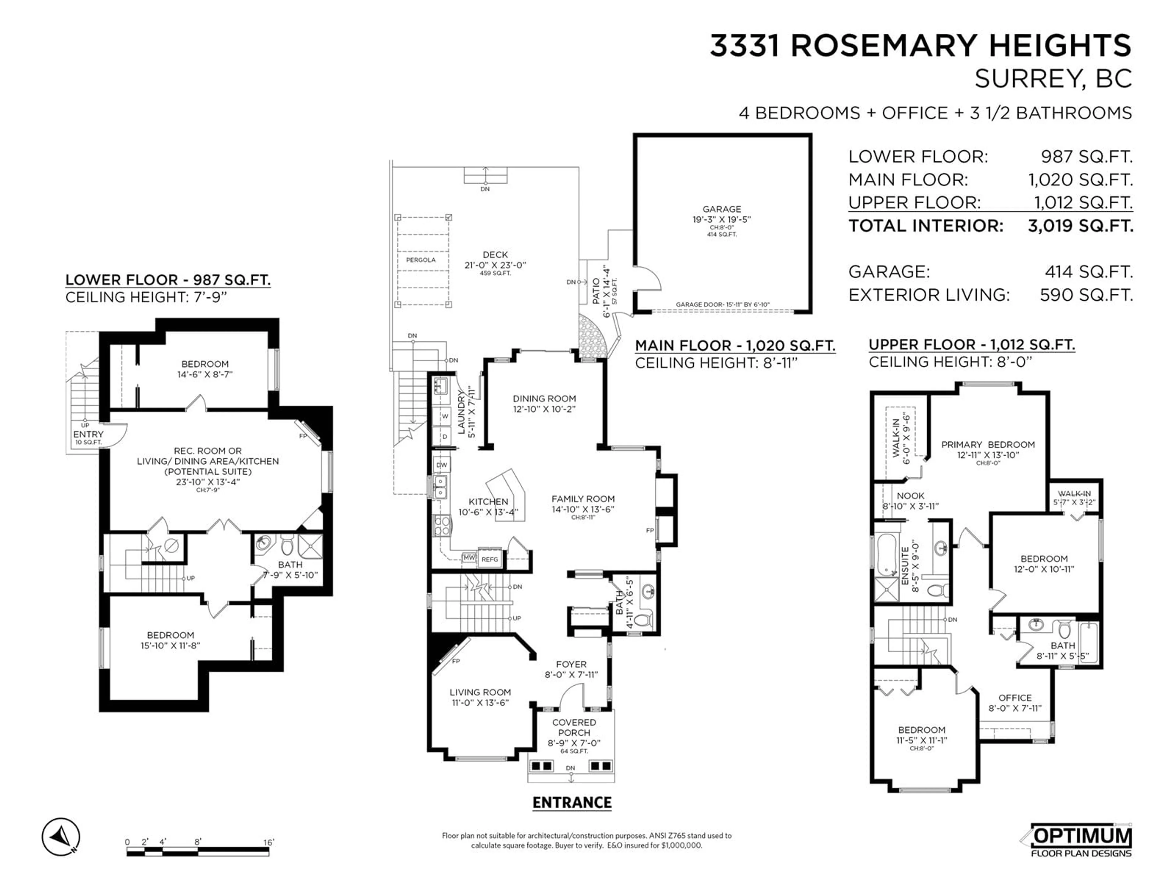 Floor plan for 3331 ROSEMARY HEIGHTS CRESCENT, Surrey British Columbia V3Z0K7