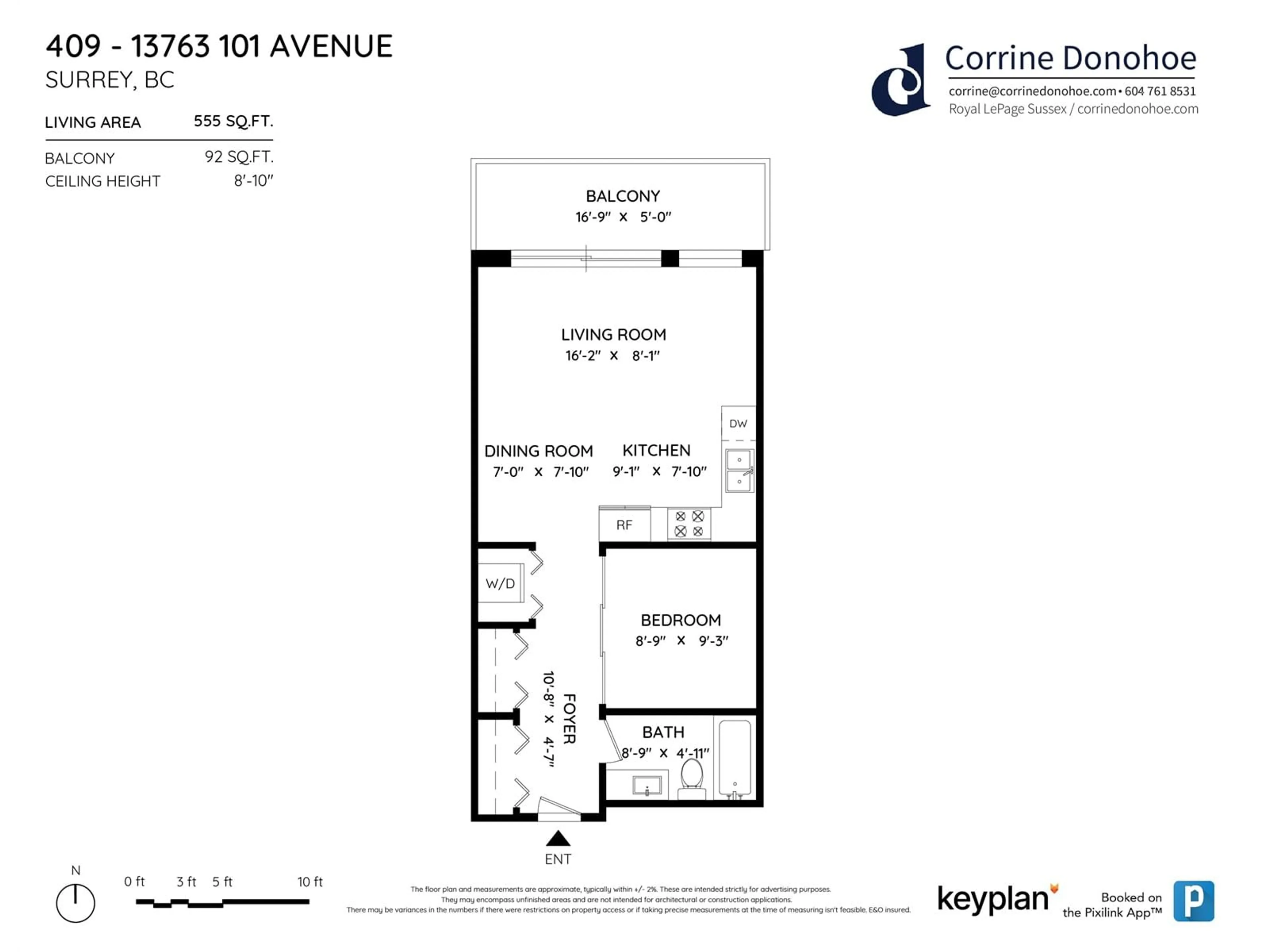 Floor plan for 409 13763 101 AVENUE, Surrey British Columbia V3T0N8