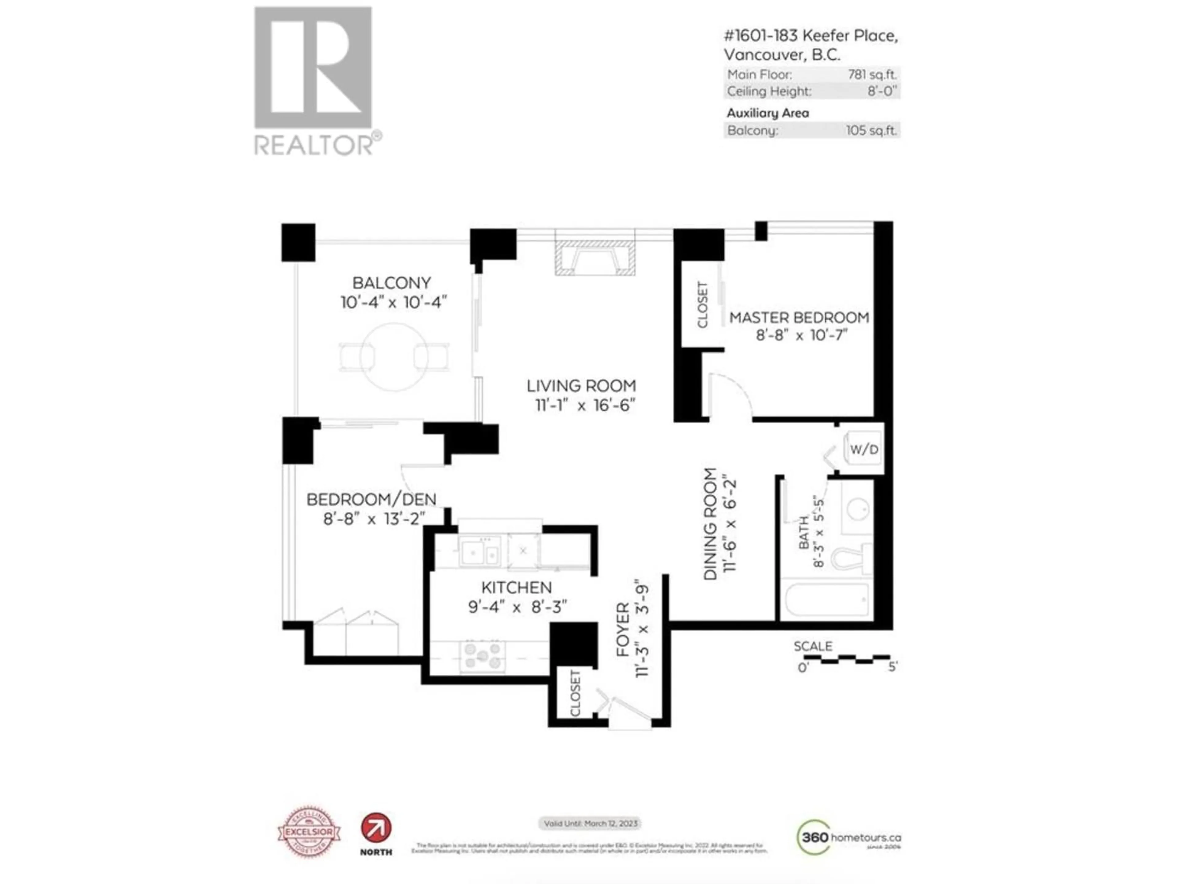 Floor plan for 1601 183 KEEFER PLACE, Vancouver British Columbia V6B6R9