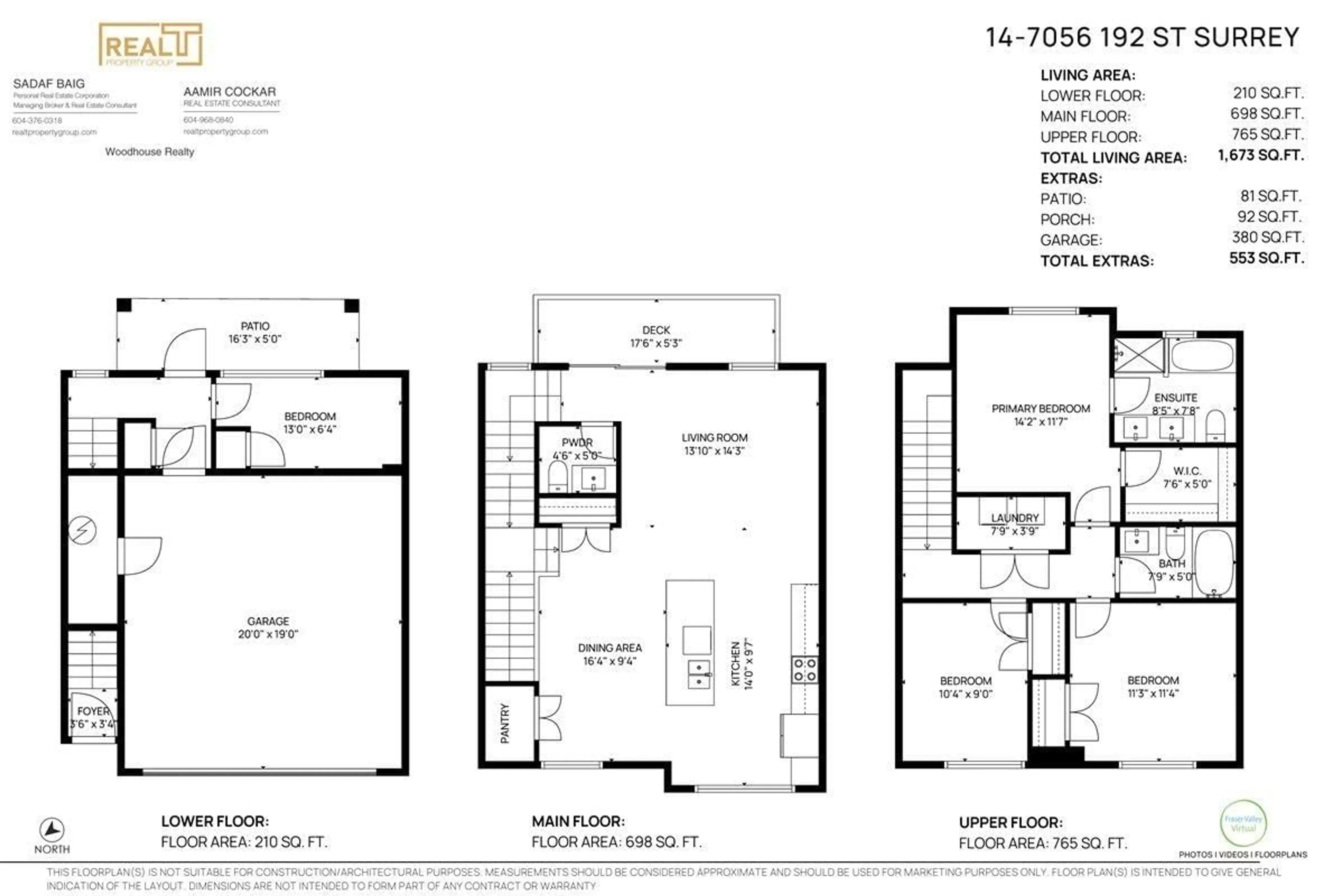 Floor plan for 14 7056 192 STREET, Surrey British Columbia V4N6S6