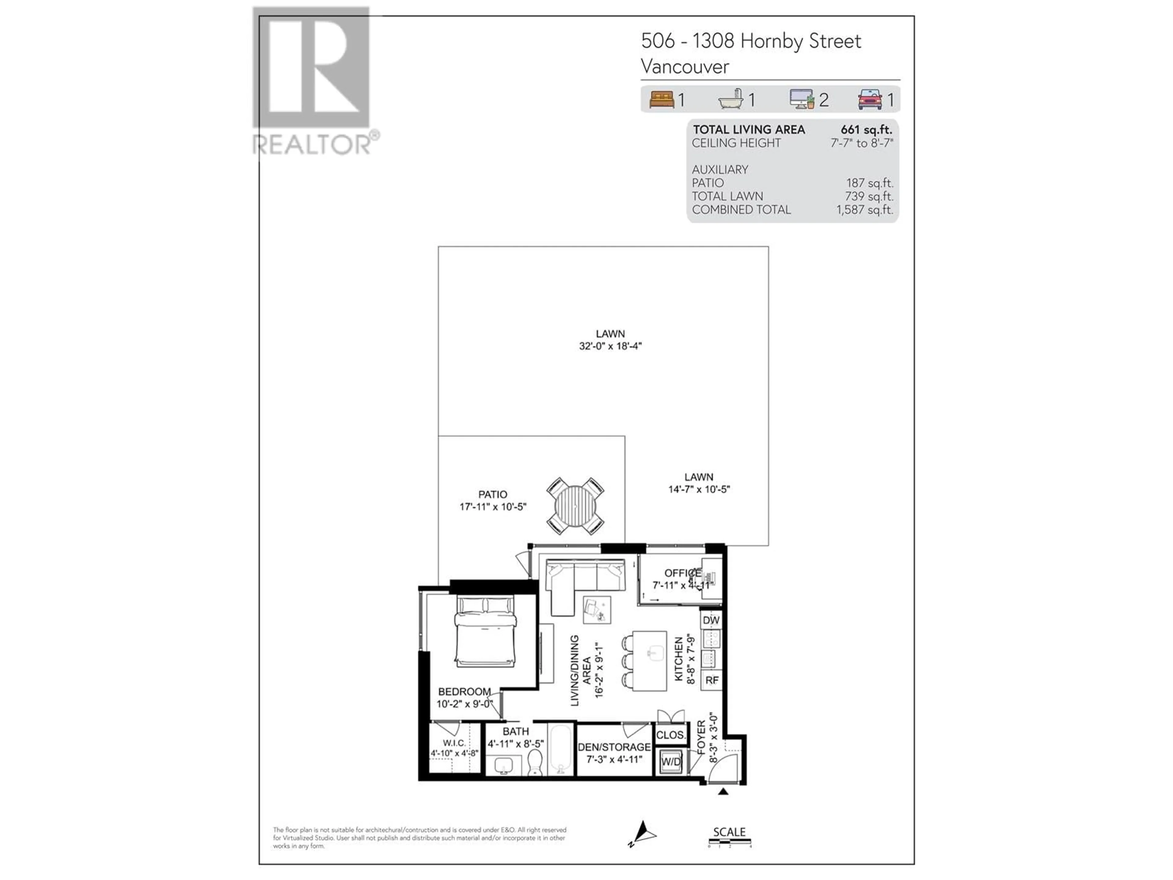 Floor plan for 506 1308 HORNBY STREET, Vancouver British Columbia V6Z0C5