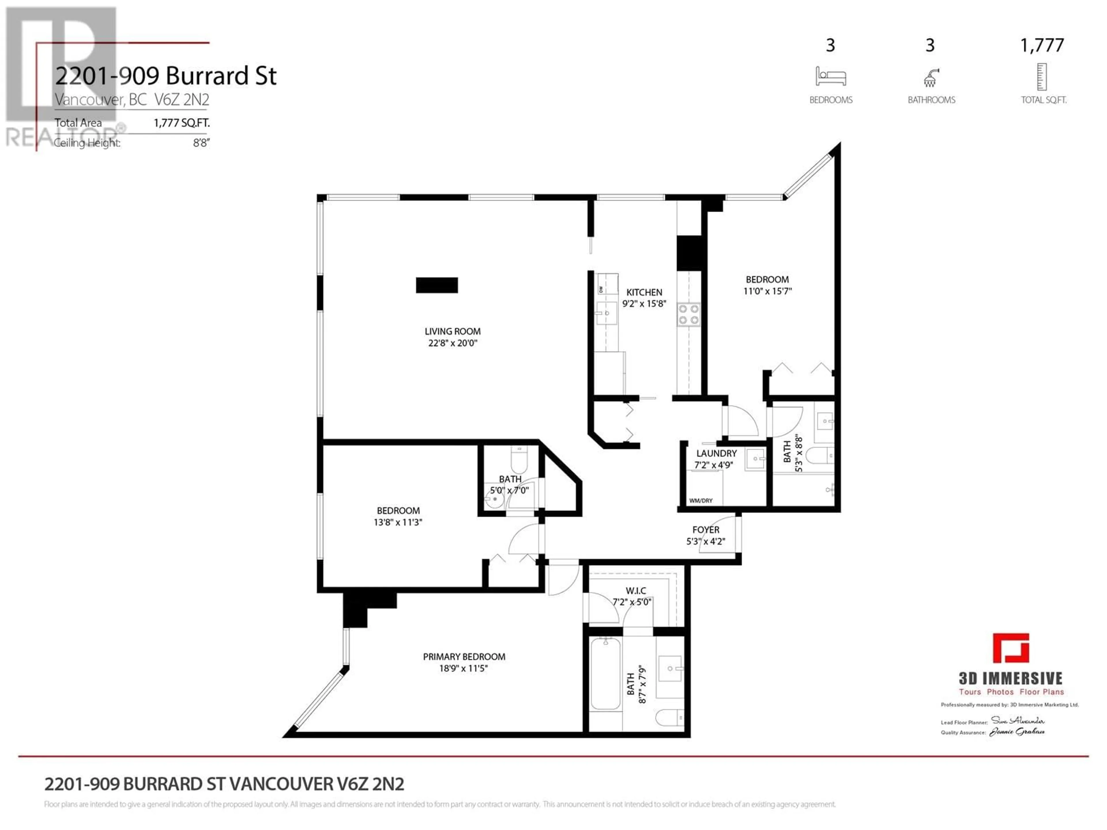 Floor plan for 2201 909 BURRARD STREET, Vancouver British Columbia V6Z2N2