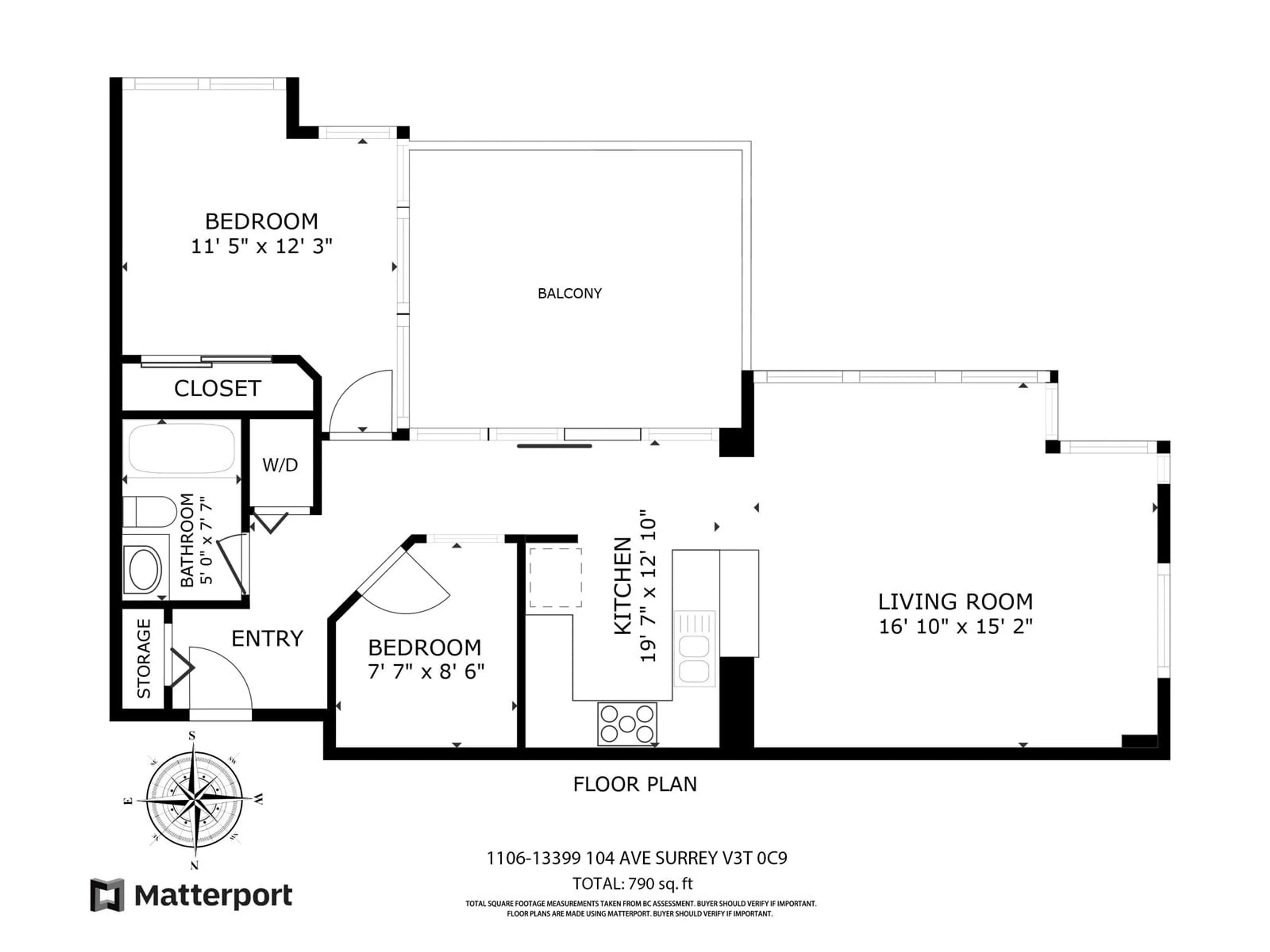 Floor plan for 1106 13399 104 AVENUE, Surrey British Columbia V3T0C9