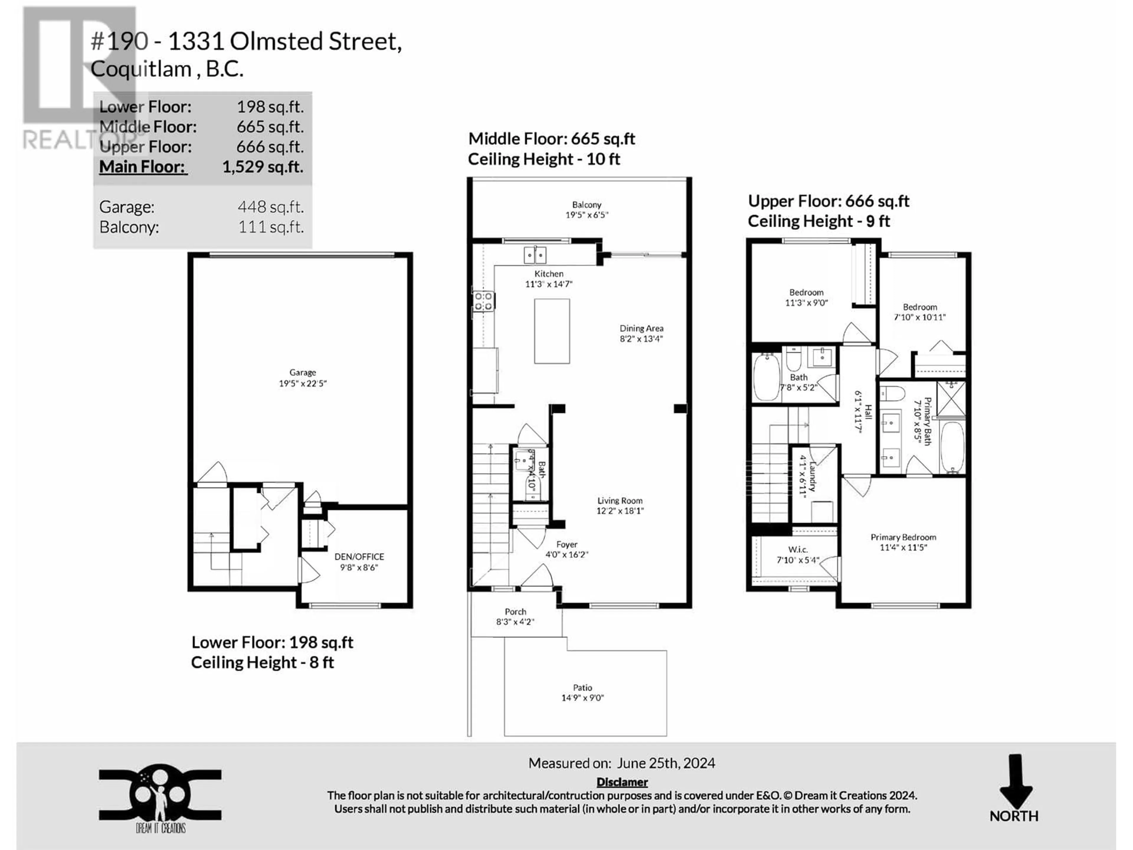 Floor plan for 190 1331 OLMSTED STREET, Coquitlam British Columbia V3E0T3