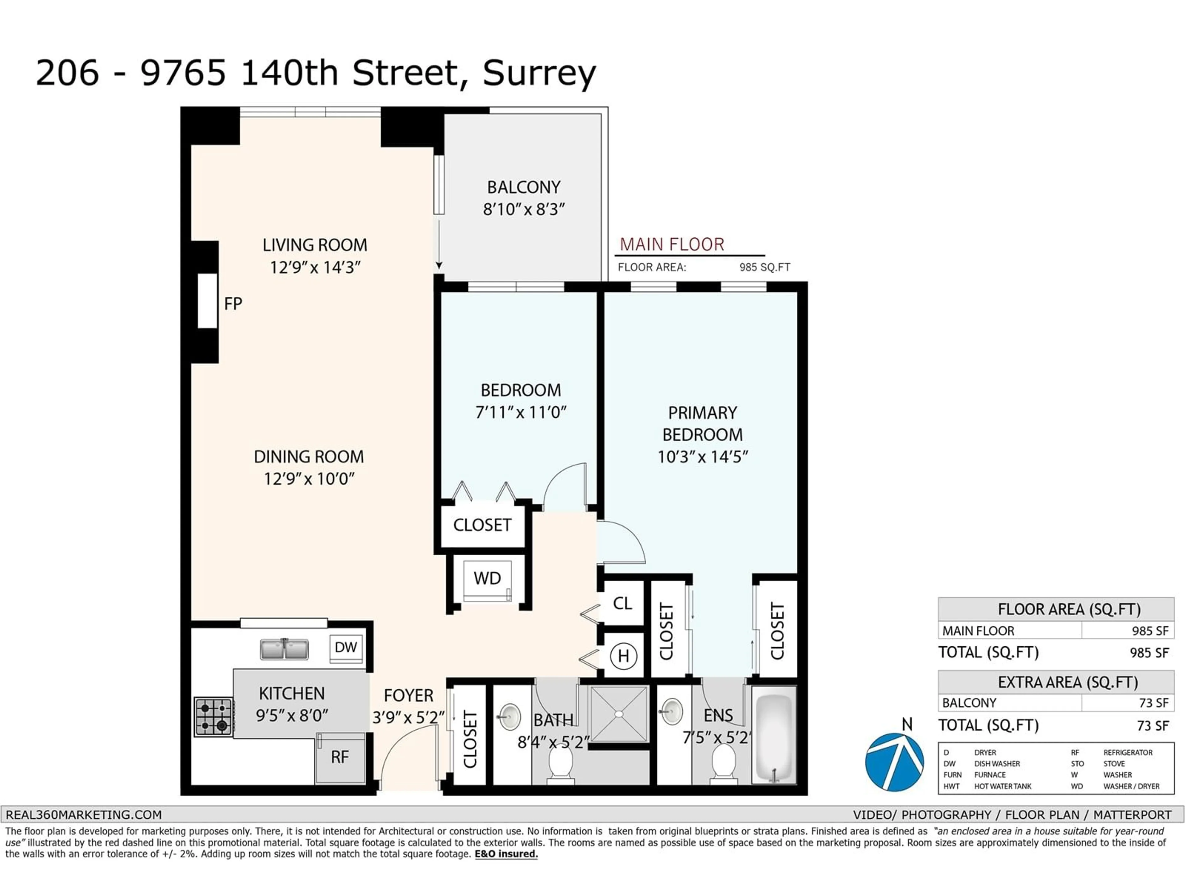 Floor plan for 206 9765 140 STREET, Surrey British Columbia V3T5S5