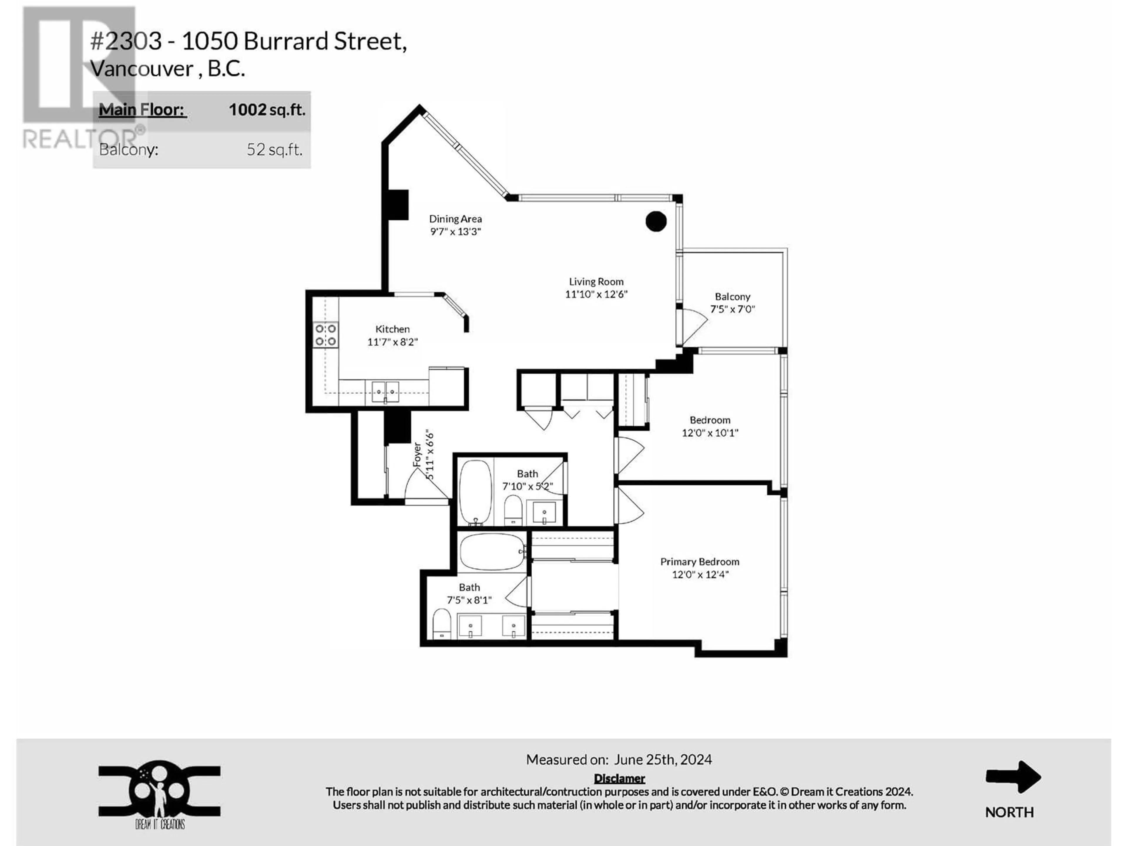 Floor plan for 2303 1050 BURRARD STREET, Vancouver British Columbia V6Z2S3