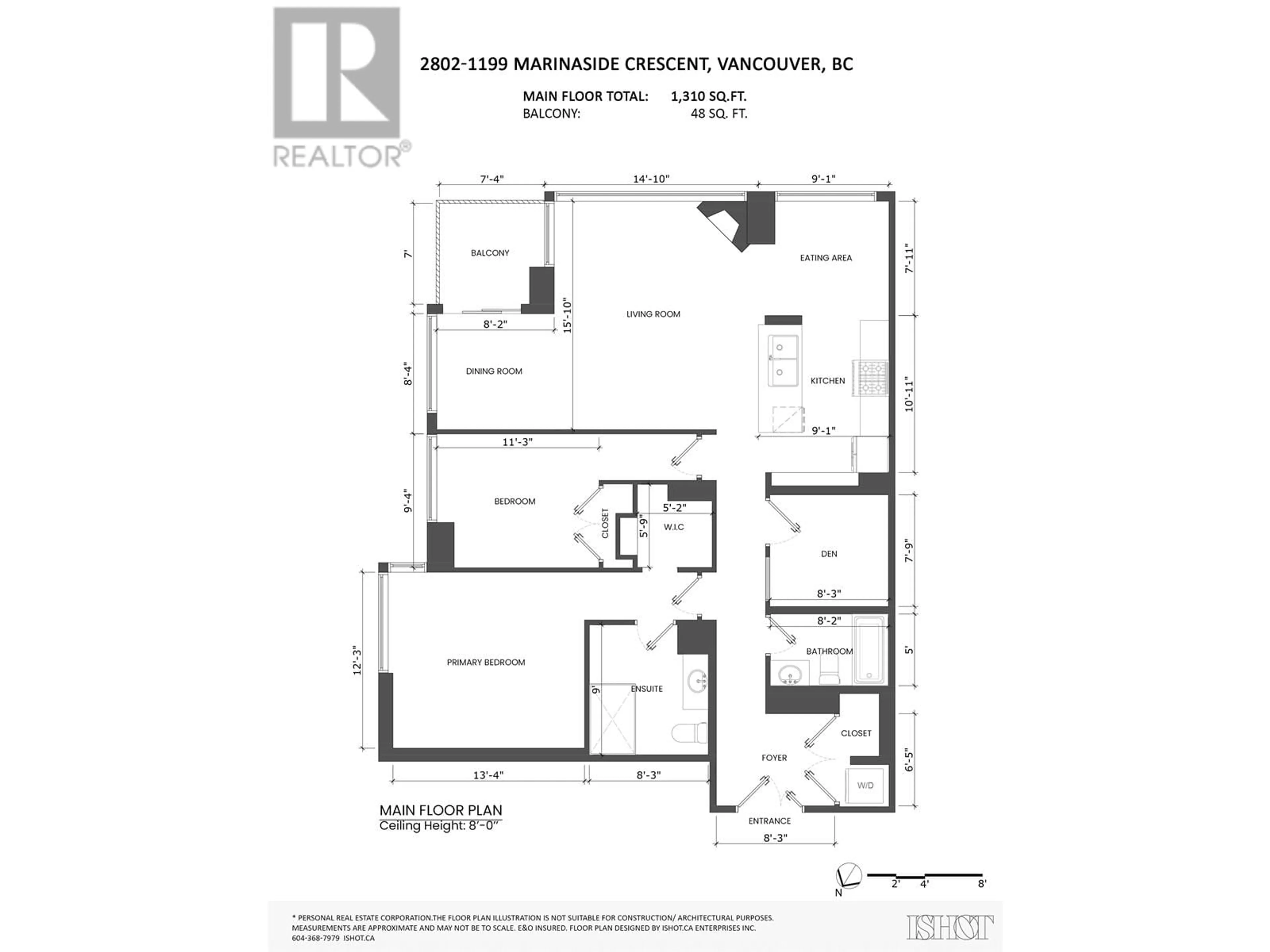 Floor plan for 2802 1199 MARINASIDE CRESCENT, Vancouver British Columbia V6Z2Y2