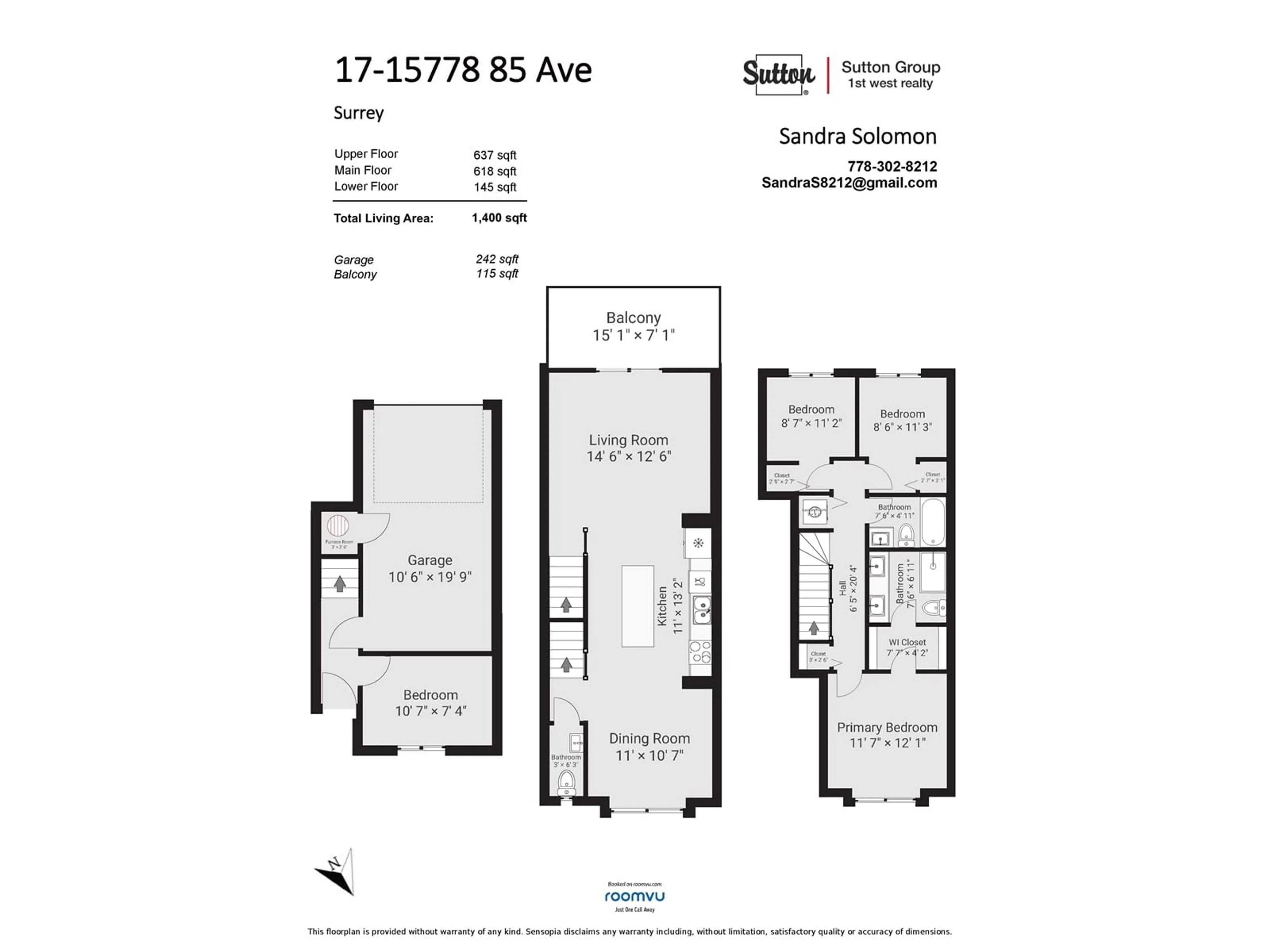 Floor plan for 17 15778 85 AVENUE, Surrey British Columbia V4N6W8