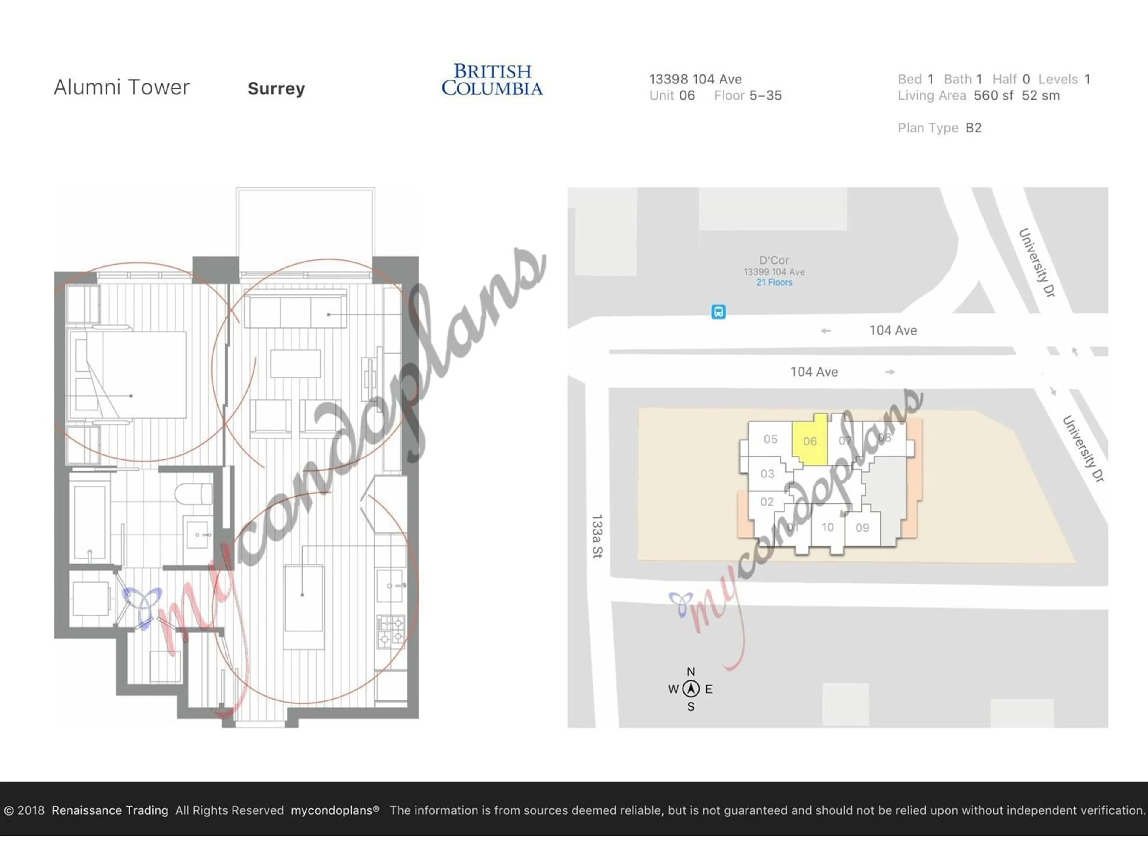 Floor plan for 1606 13398 104 AVENUE, Surrey British Columbia V3T1V6