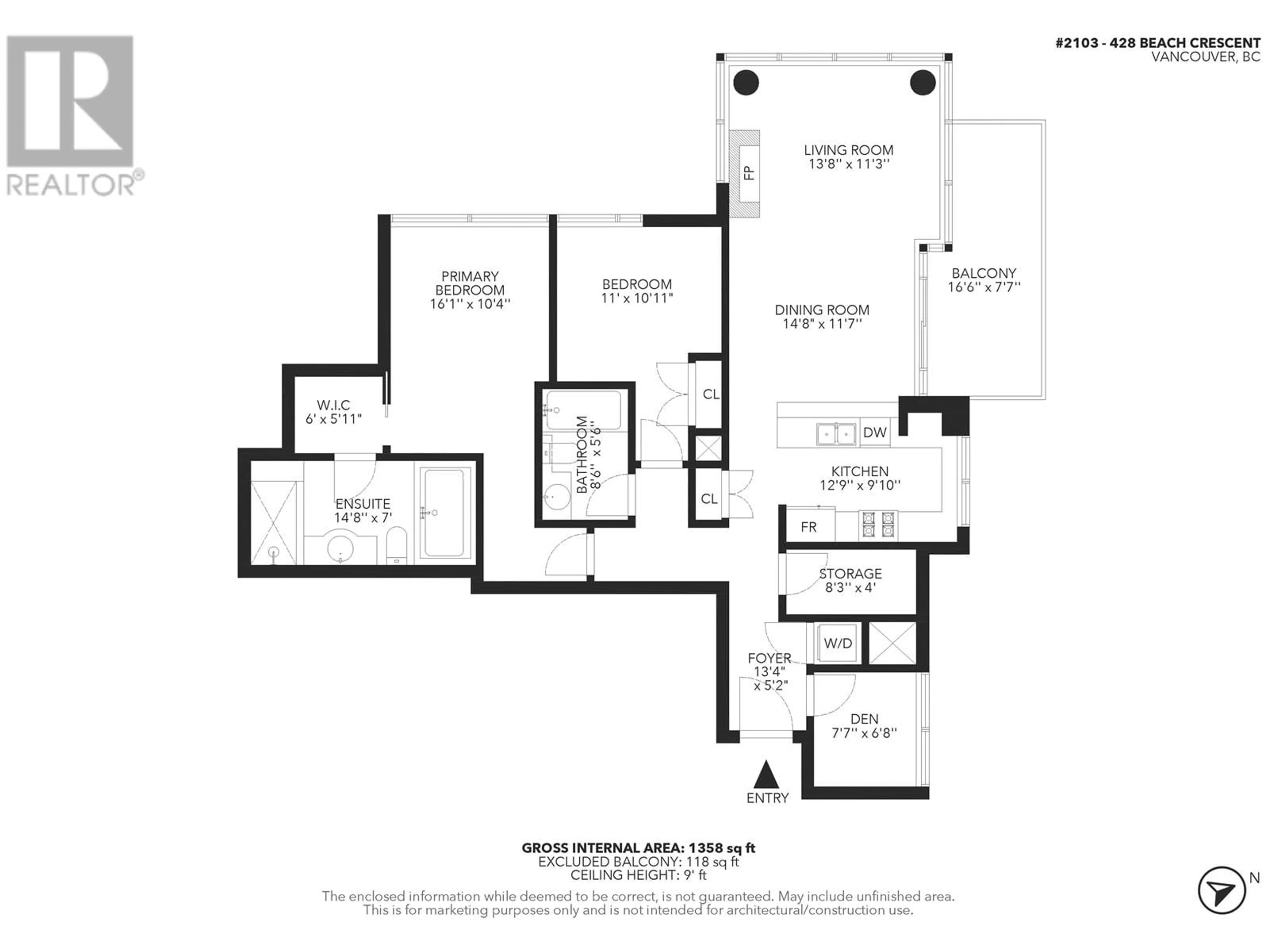 Floor plan for 2103 428 BEACH CRESCENT, Vancouver British Columbia V6Z3G1