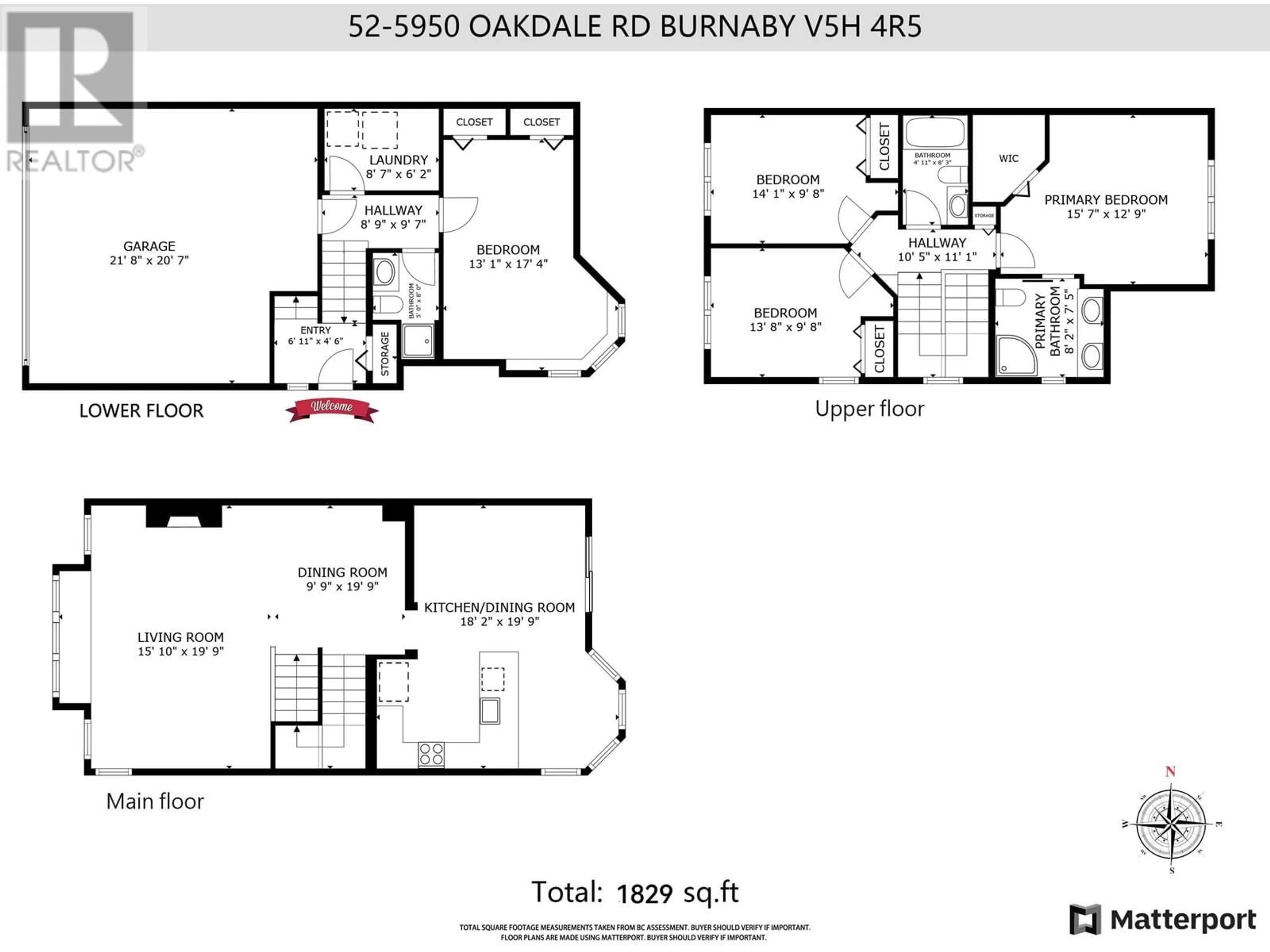 Floor plan for 52 5950 OAKDALE ROAD, Burnaby British Columbia V5H4R5