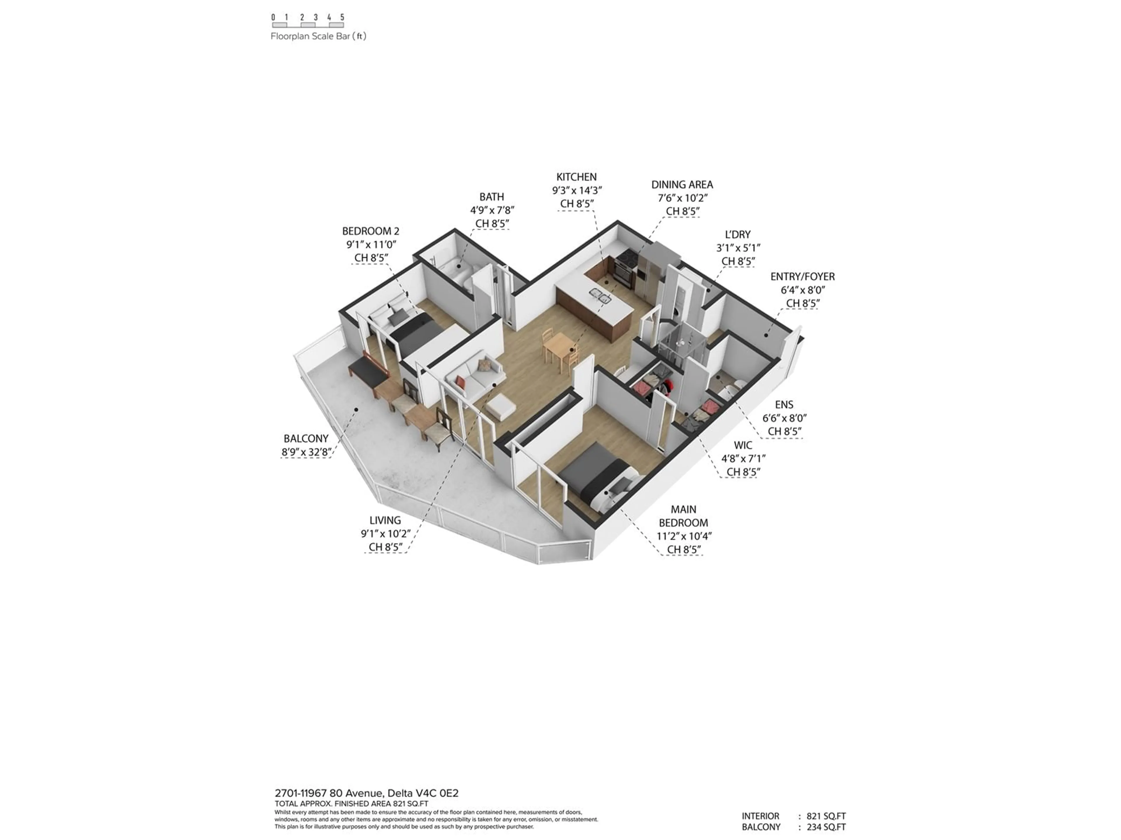 Floor plan for 2701 11967 80 AVENUE, Delta British Columbia V4C0E2