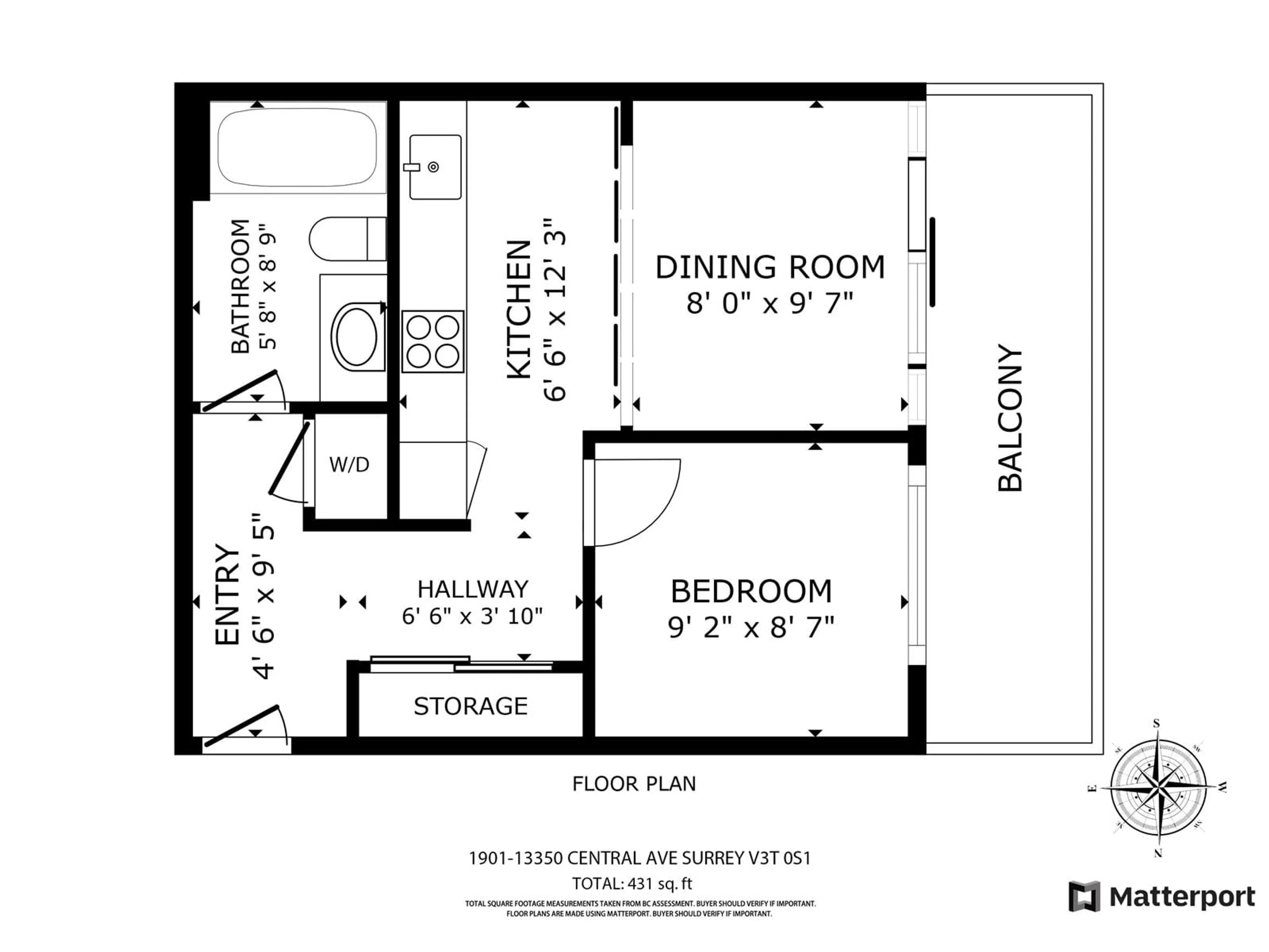 Floor plan for 1901 13350 CENTRAL AVENUE, Surrey British Columbia V3T0S1