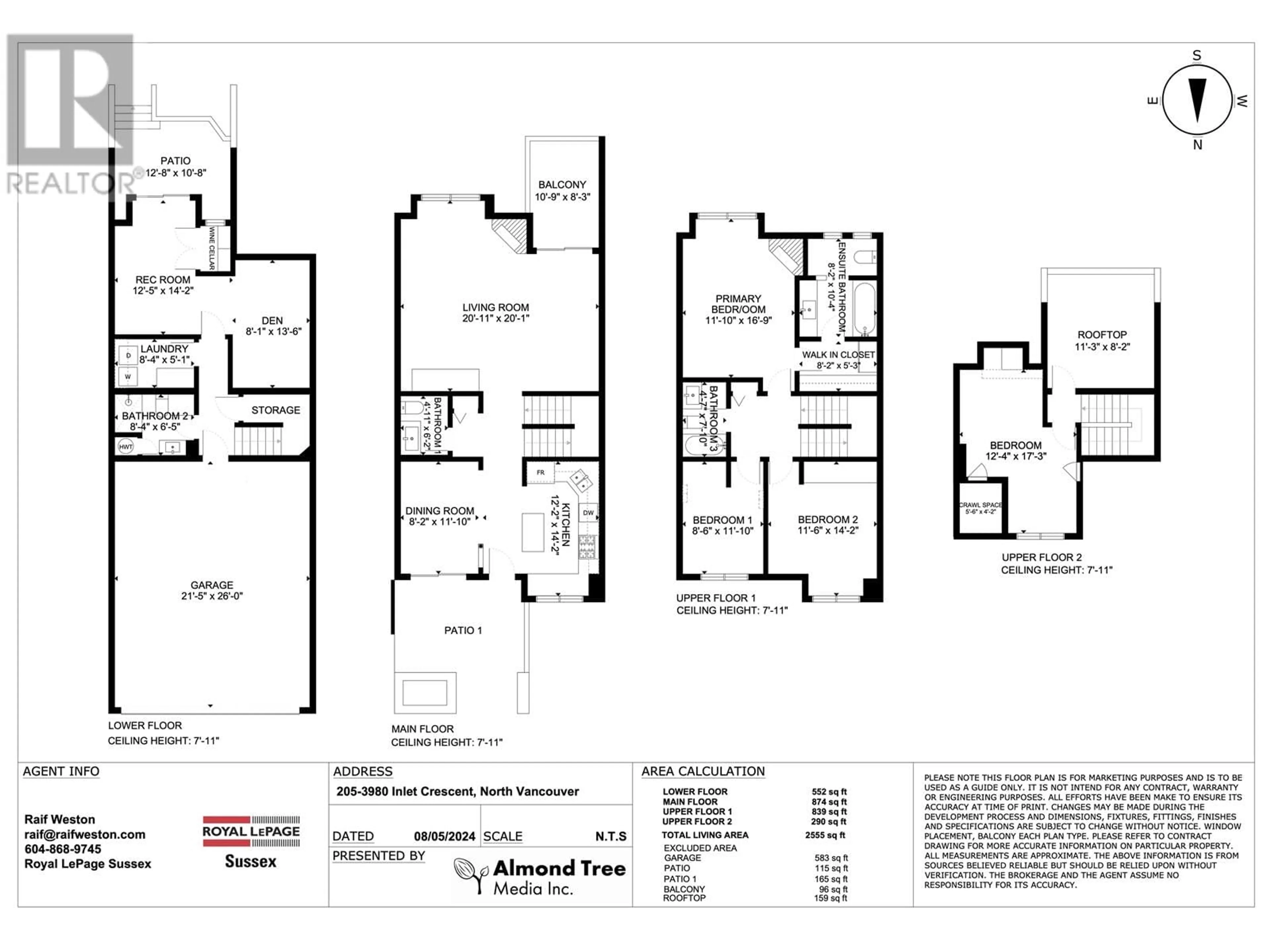 Floor plan for 205 3980 INLET CRESCENT, North Vancouver British Columbia V7G2P9