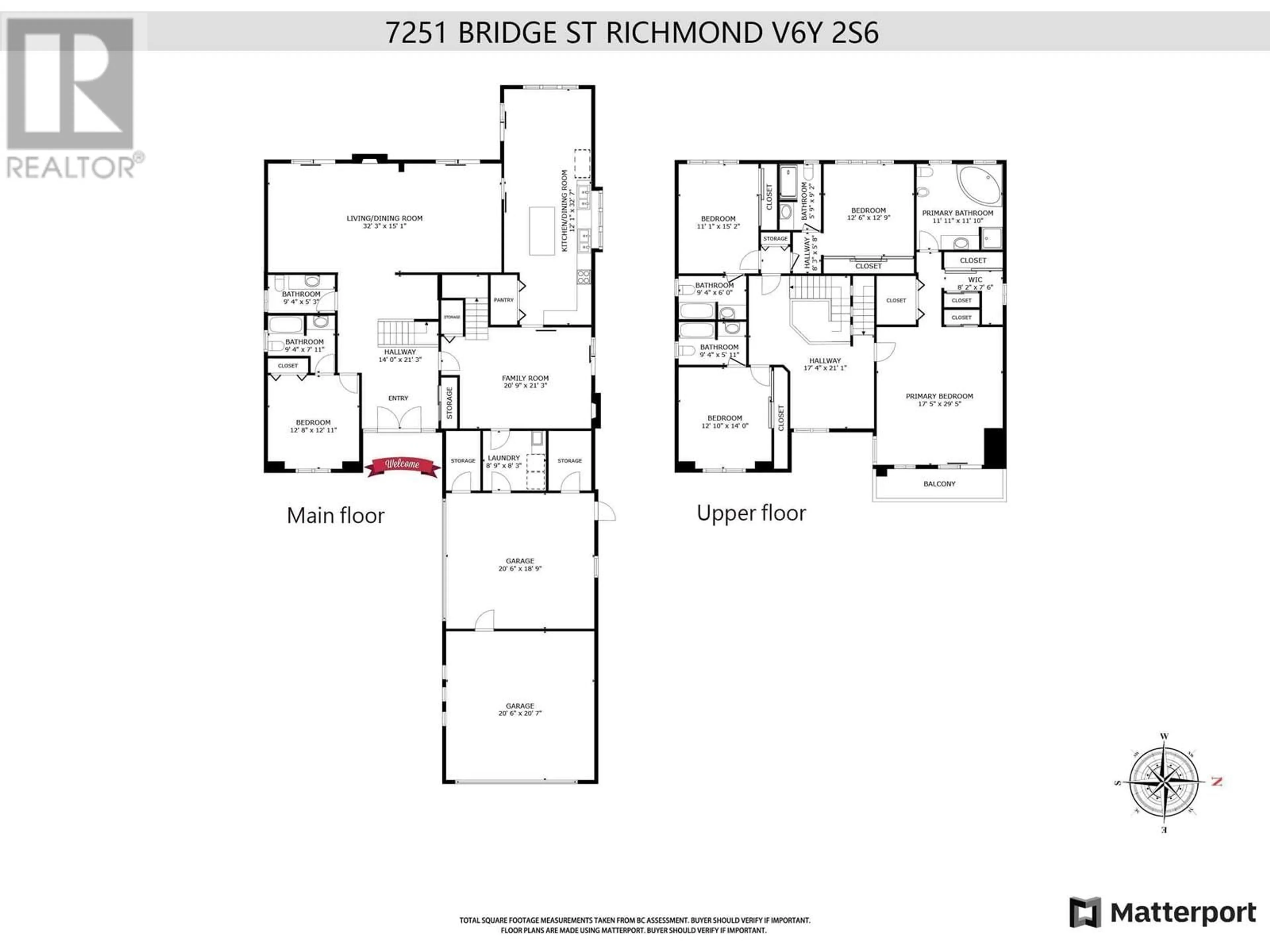 Floor plan for 7251 BRIDGE STREET, Richmond British Columbia V6Y2S6