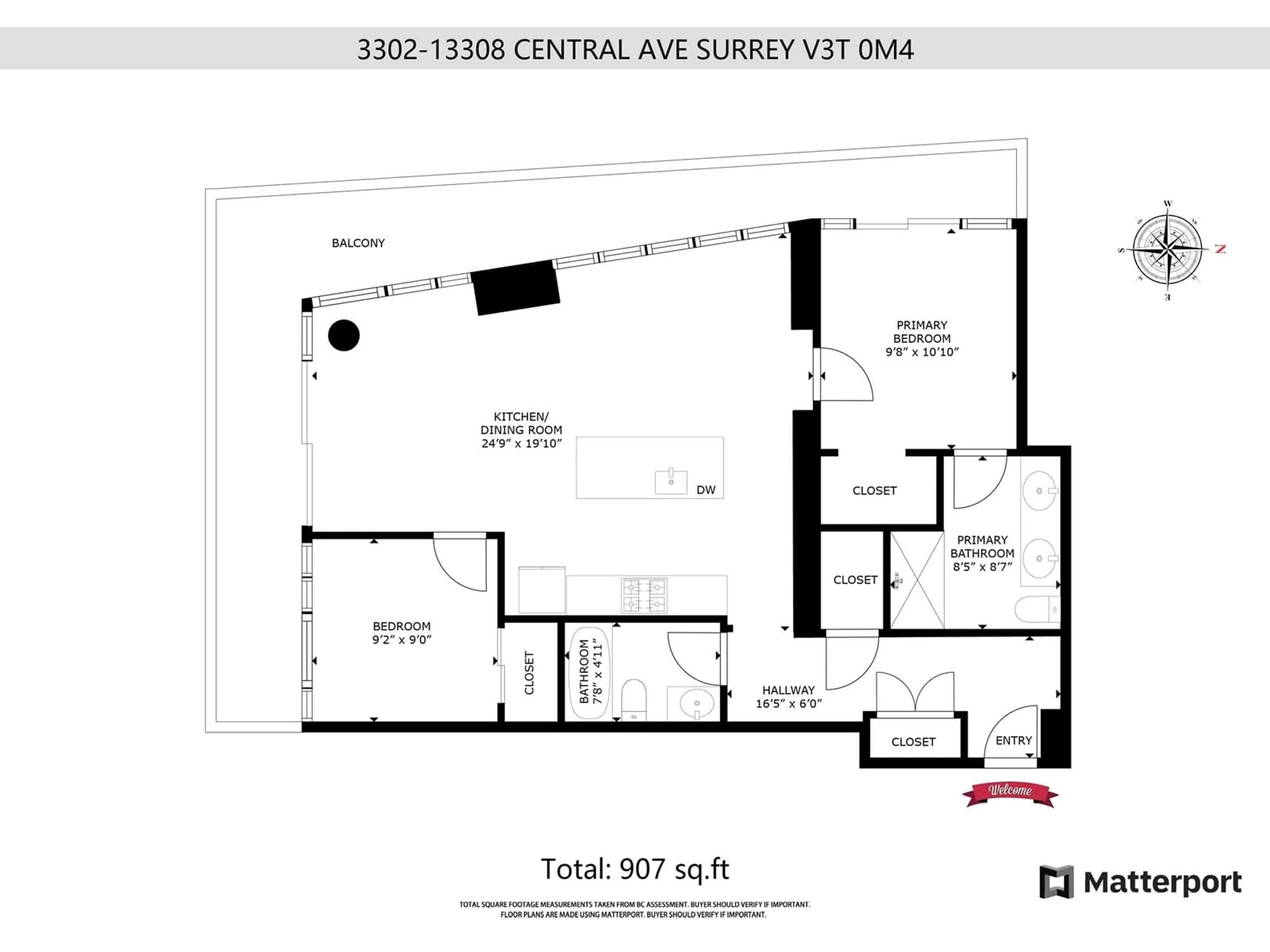 Floor plan for 3302 13308 CENTRAL AVENUE, Surrey British Columbia V3T0M4