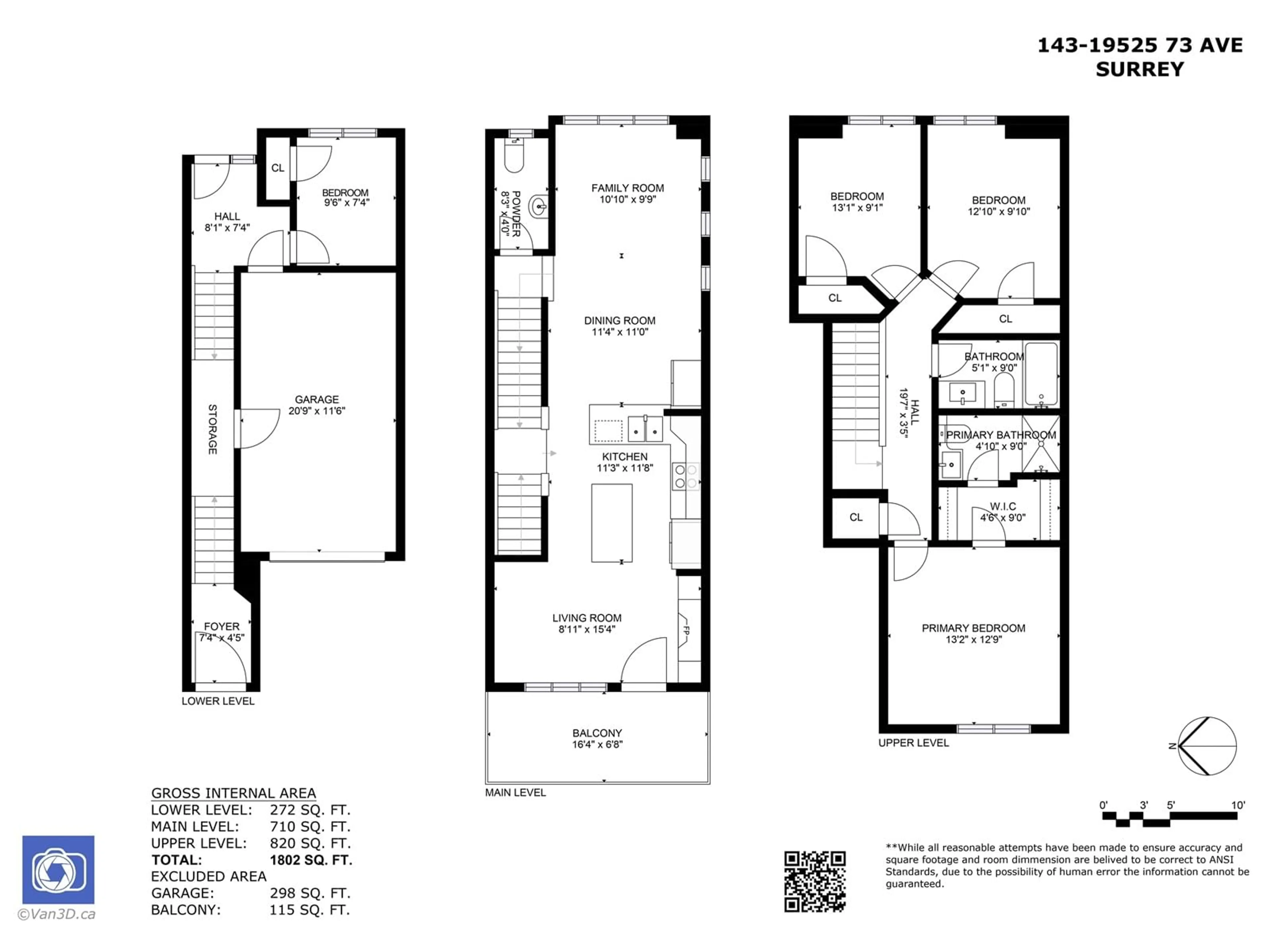 Floor plan for 143 19525 73 AVENUE, Surrey British Columbia V4N6L7