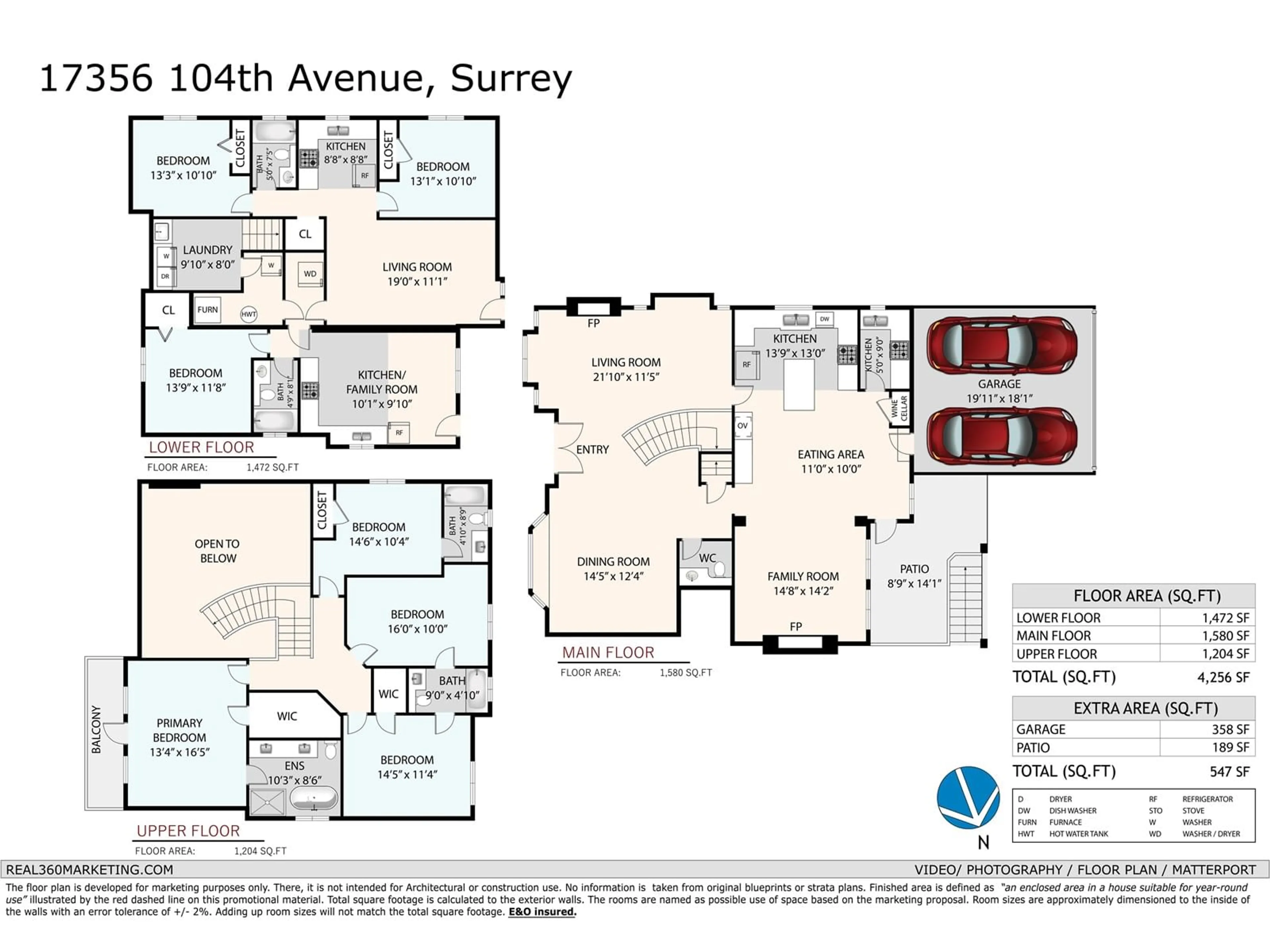 Floor plan for 17356 104 AVENUE, Surrey British Columbia V4N5R4