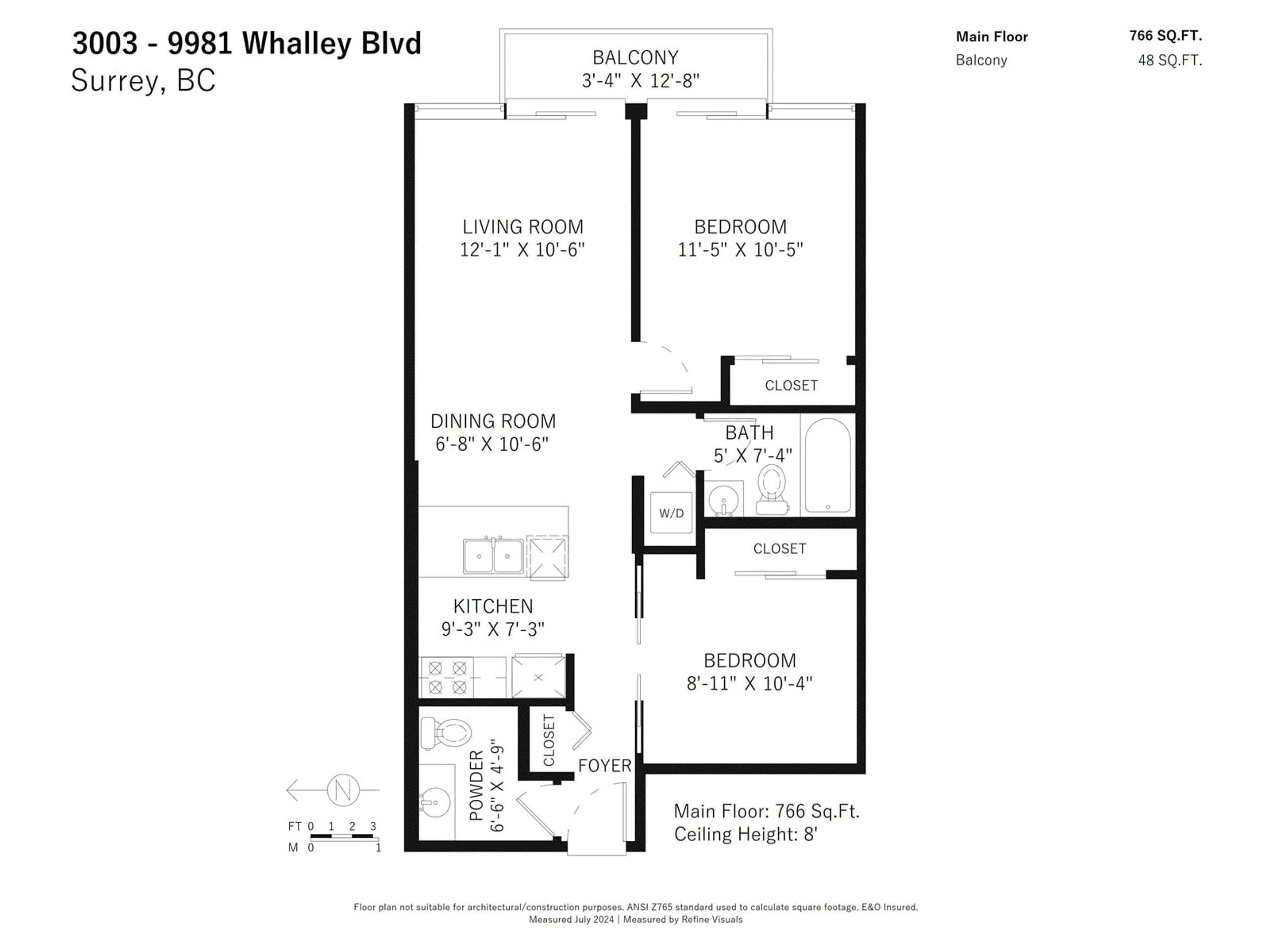 Floor plan for 3003 9981 WHALLEY BOULEVARD, Surrey British Columbia V3T0G6