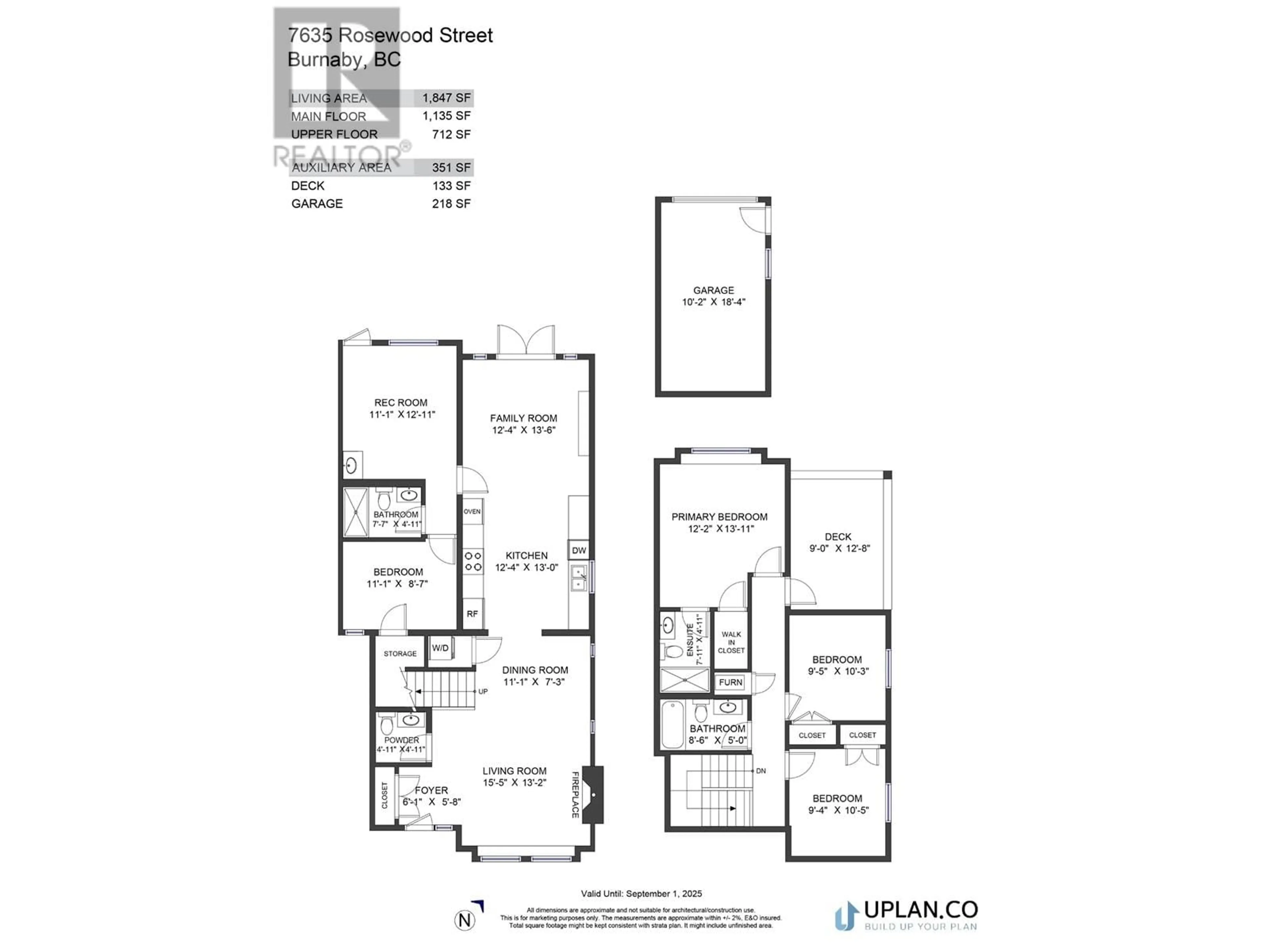 Floor plan for 7633 ROSEWOOD STREET, Burnaby British Columbia V5E2G8