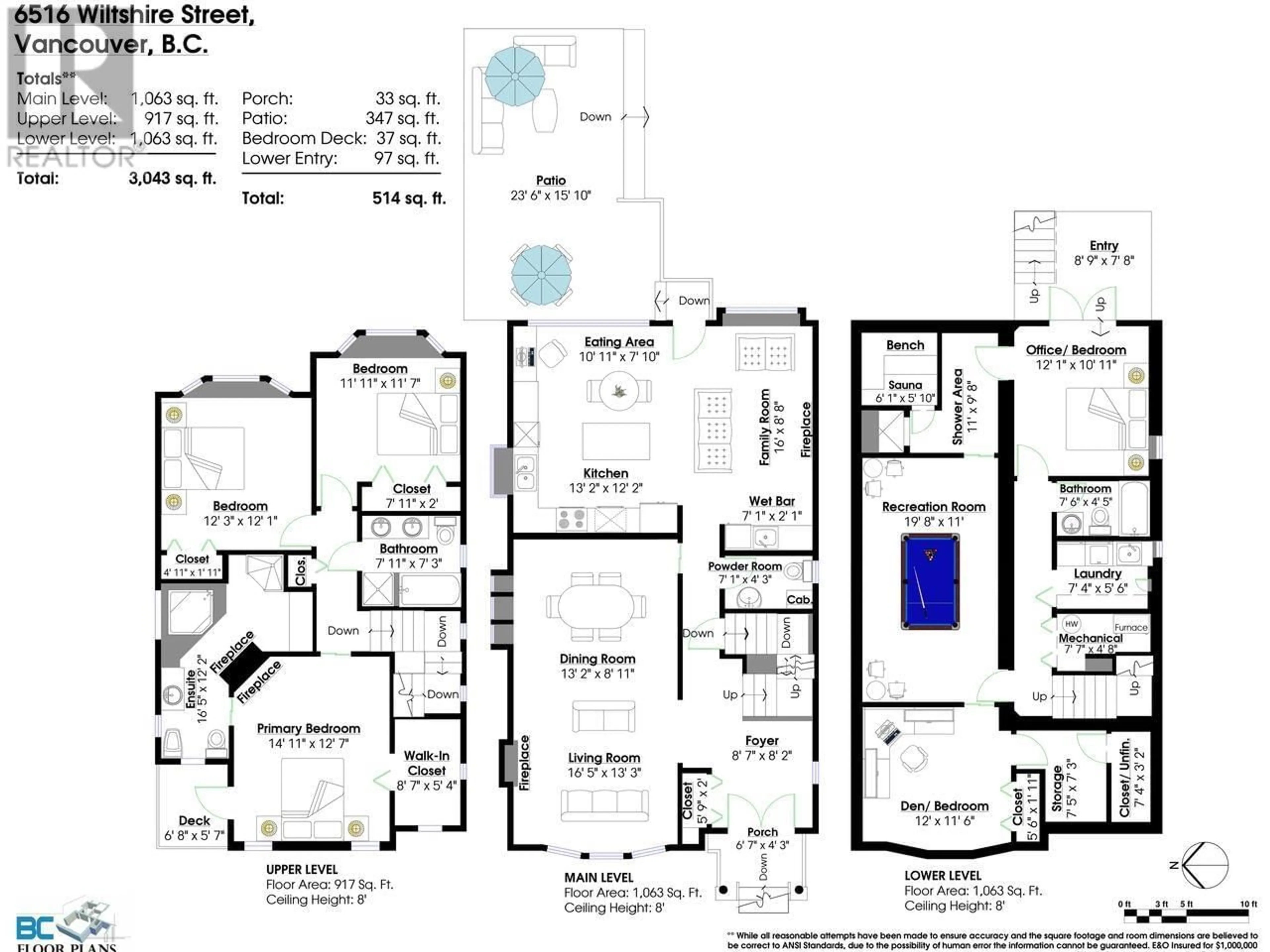 Floor plan for 6516 WILTSHIRE STREET, Vancouver British Columbia V6P5G7