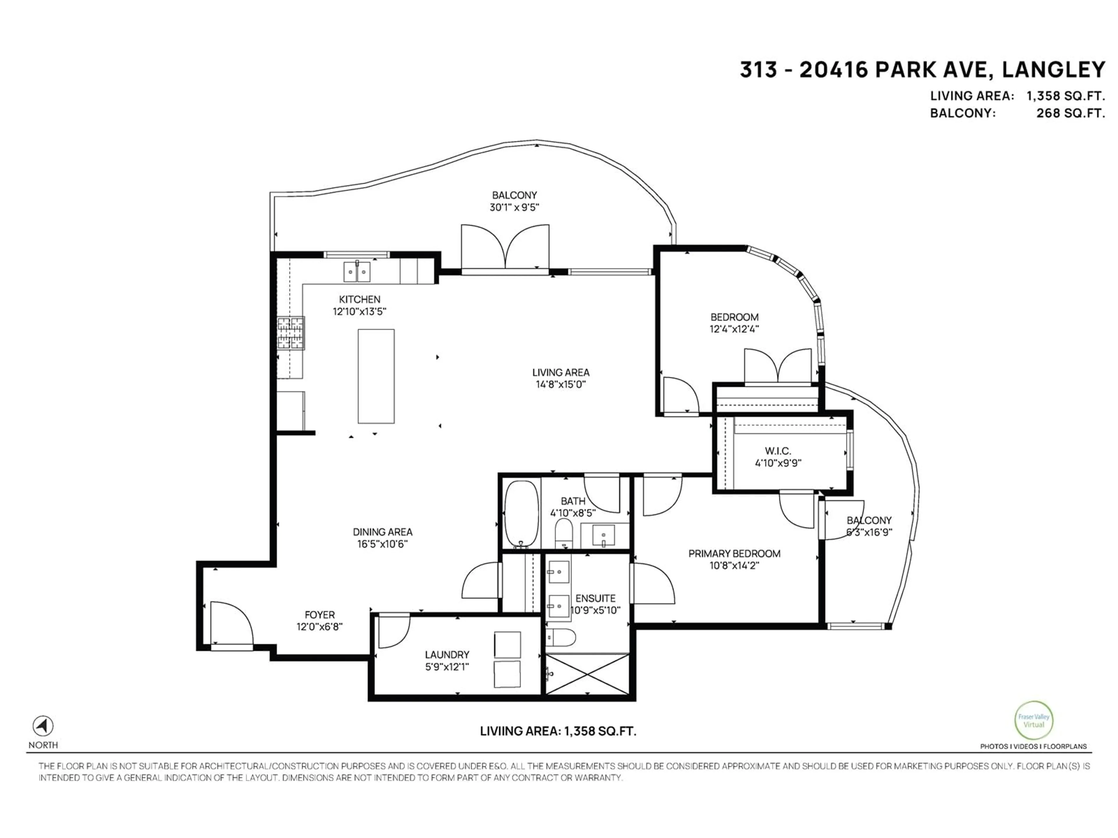 Floor plan for 313 20416 PARK AVENUE, Langley British Columbia V3A0N2