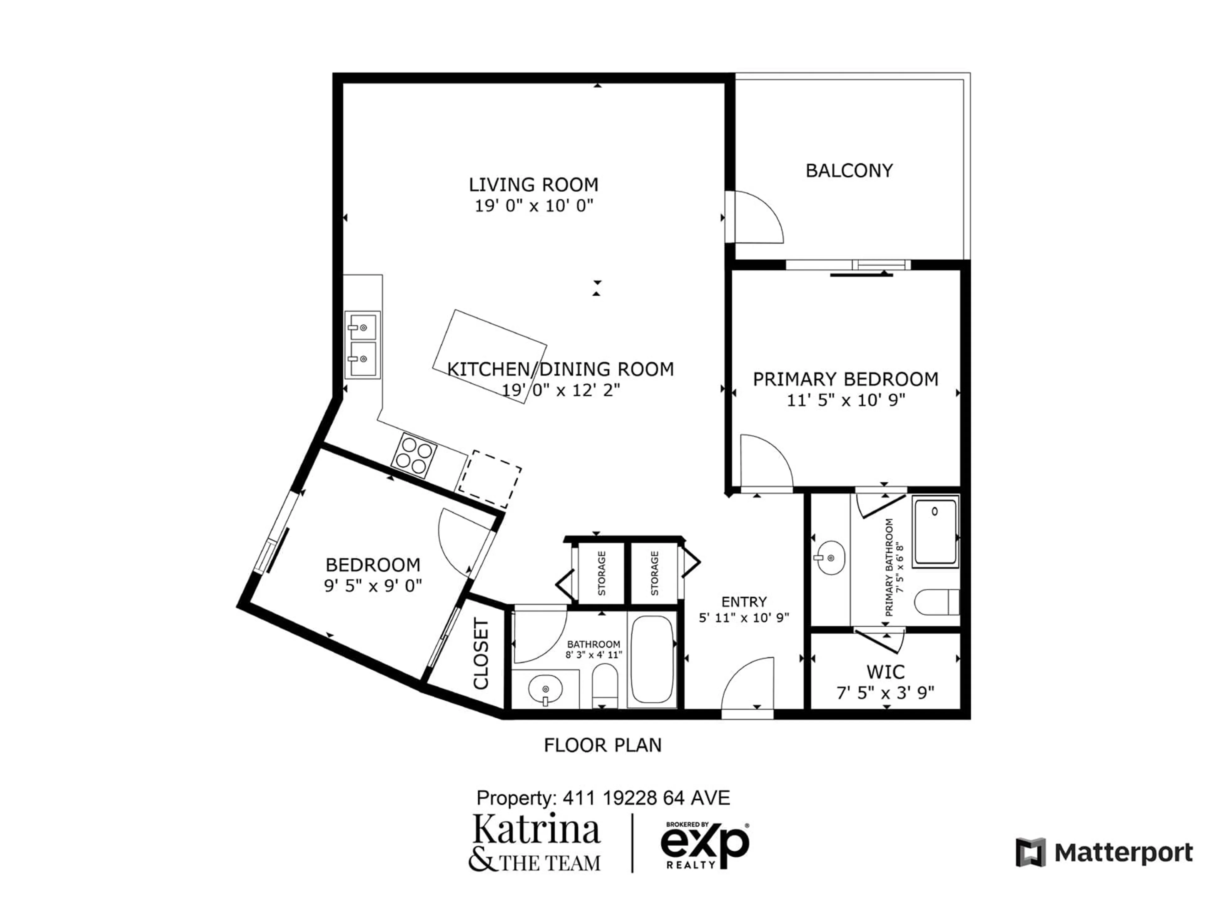 Floor plan for 411 19228 64 AVENUE, Surrey British Columbia V3S7C9