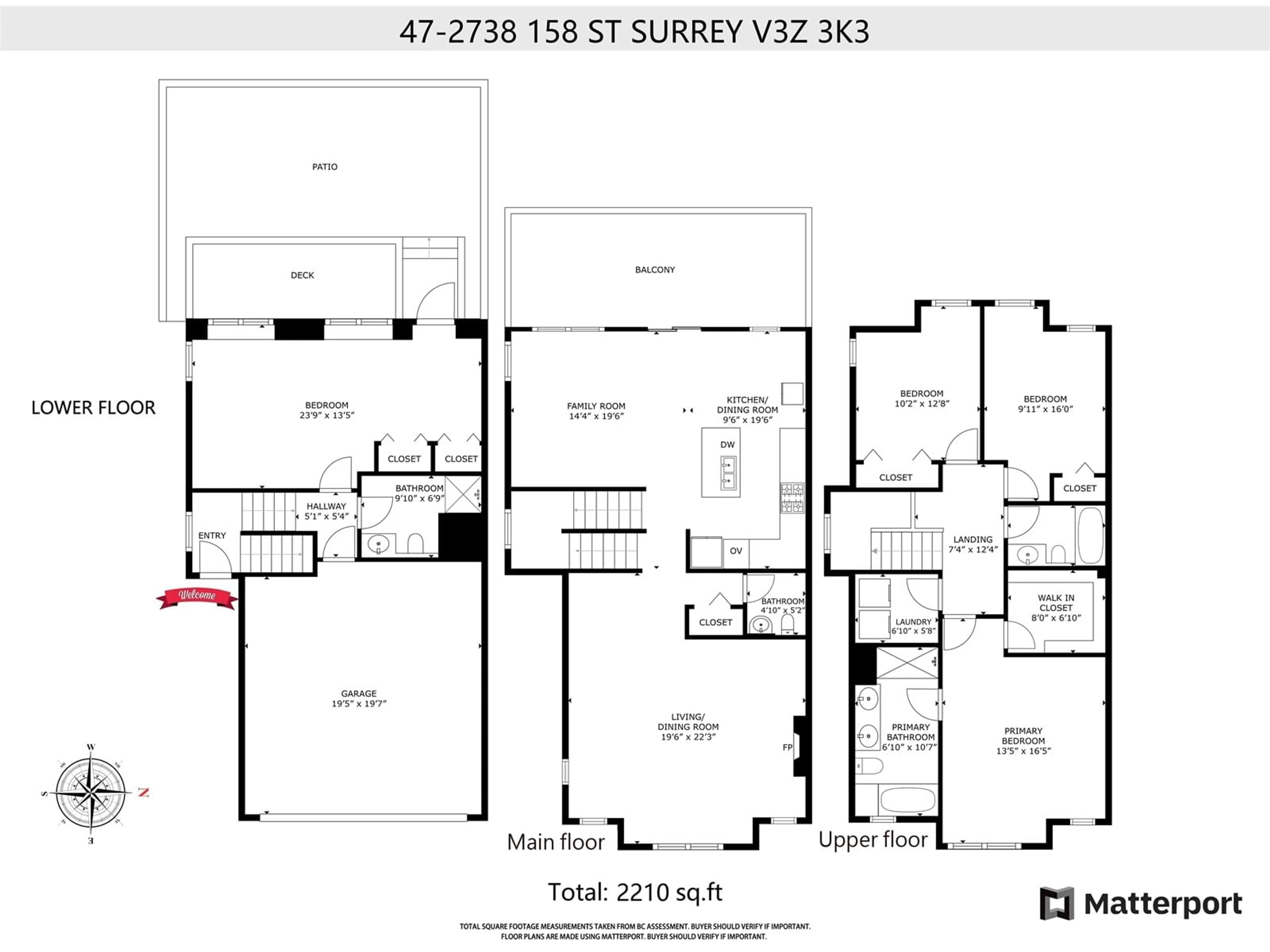 Floor plan for 47 2738 158 STREET, Surrey British Columbia V3Z3K3