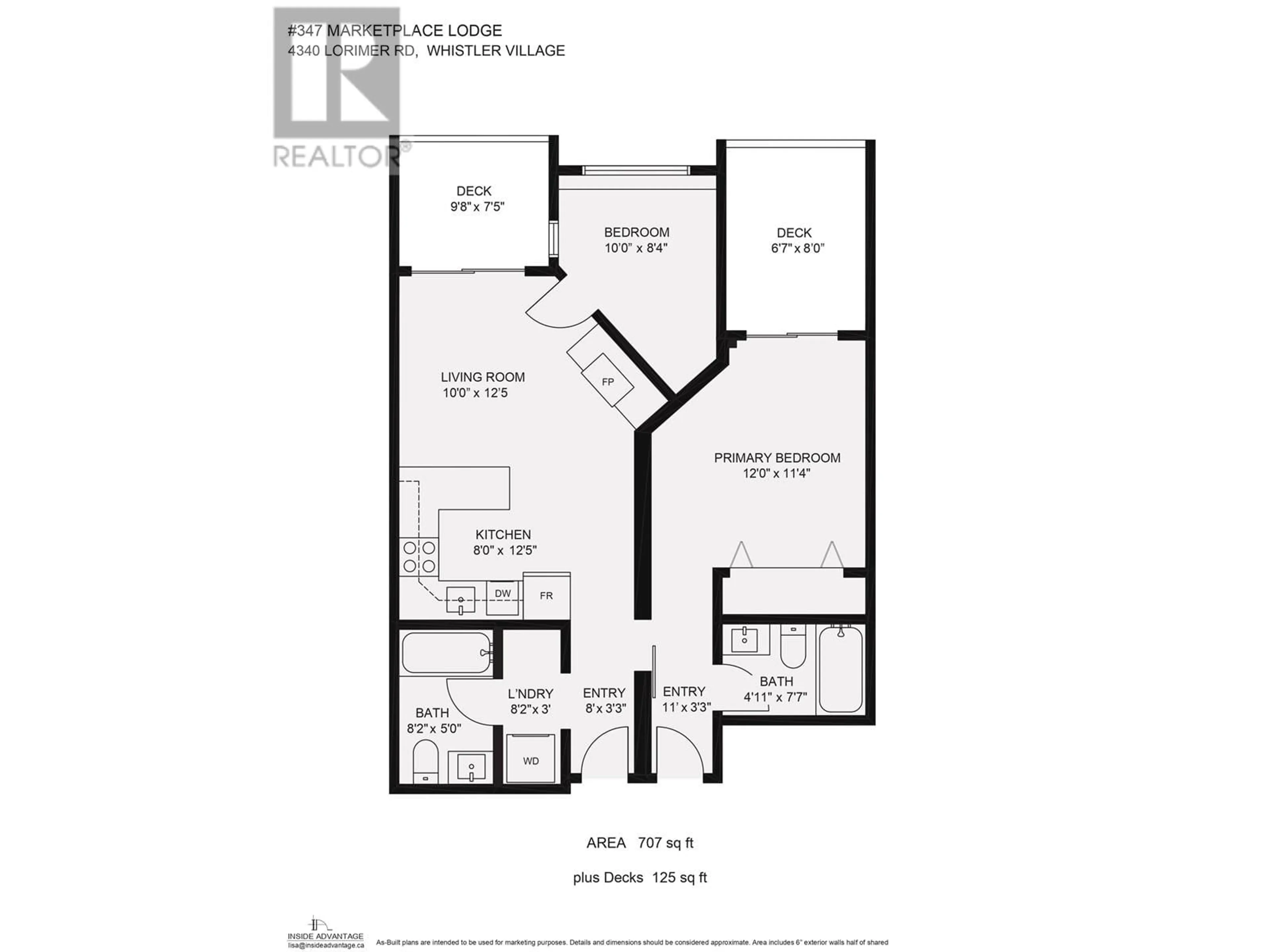 Floor plan for 347 4340 LORIMER ROAD, Whistler British Columbia V8E1A5