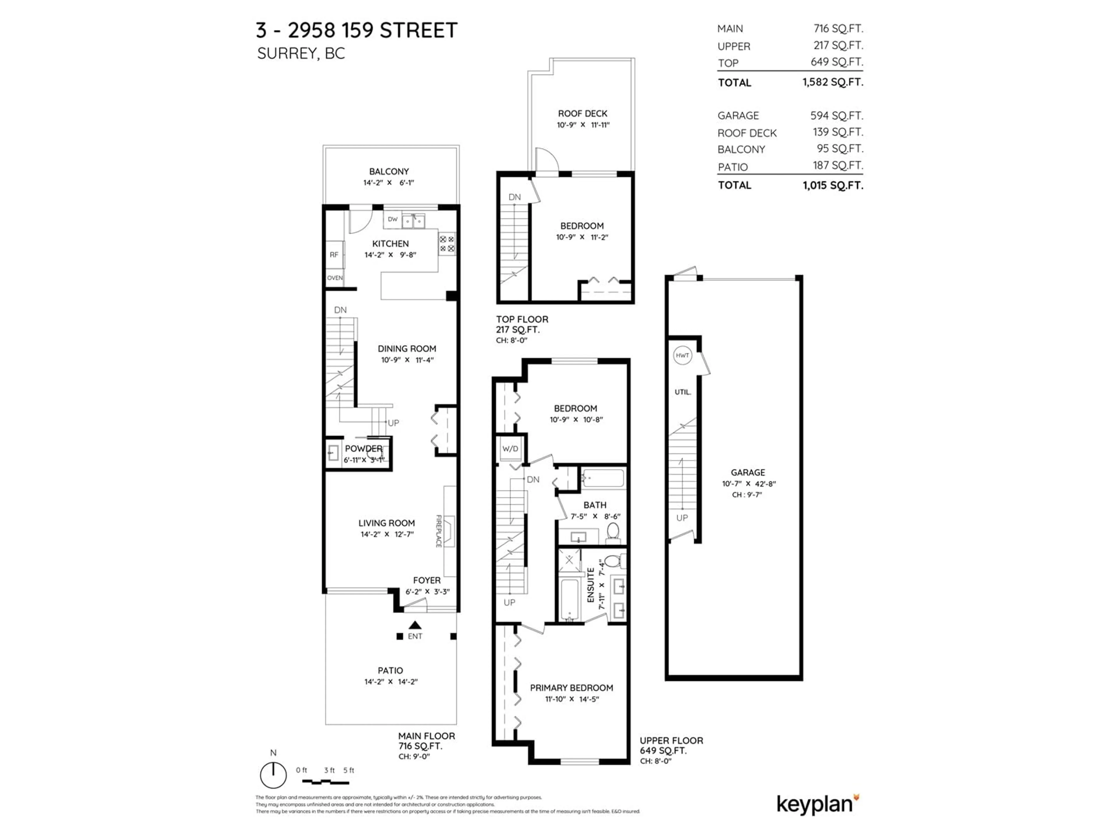 Floor plan for 3 2958 159 STREET, Surrey British Columbia V3Z0R1