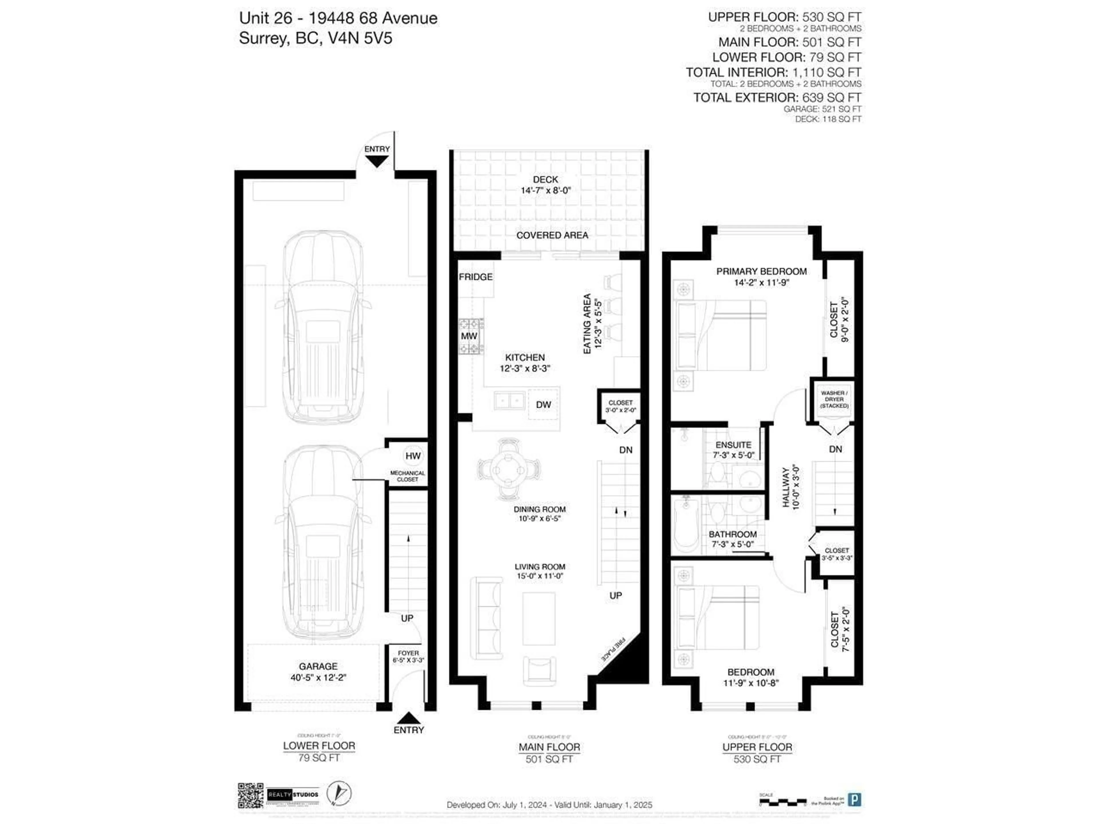 Floor plan for 26 19448 68 AVENUE, Surrey British Columbia V4N5V5
