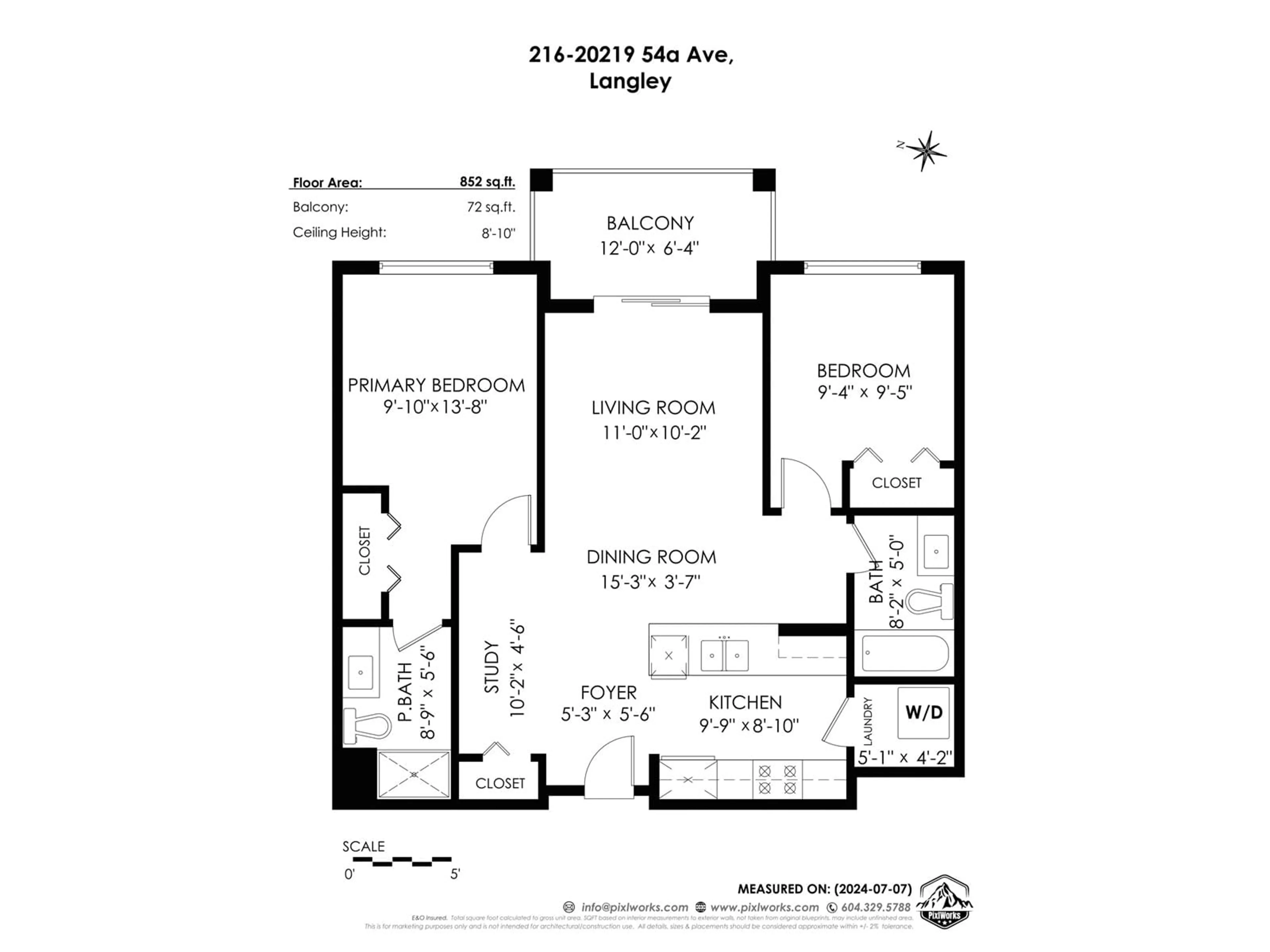 Floor plan for 216 20219 54A AVENUE, Langley British Columbia V3A0C7