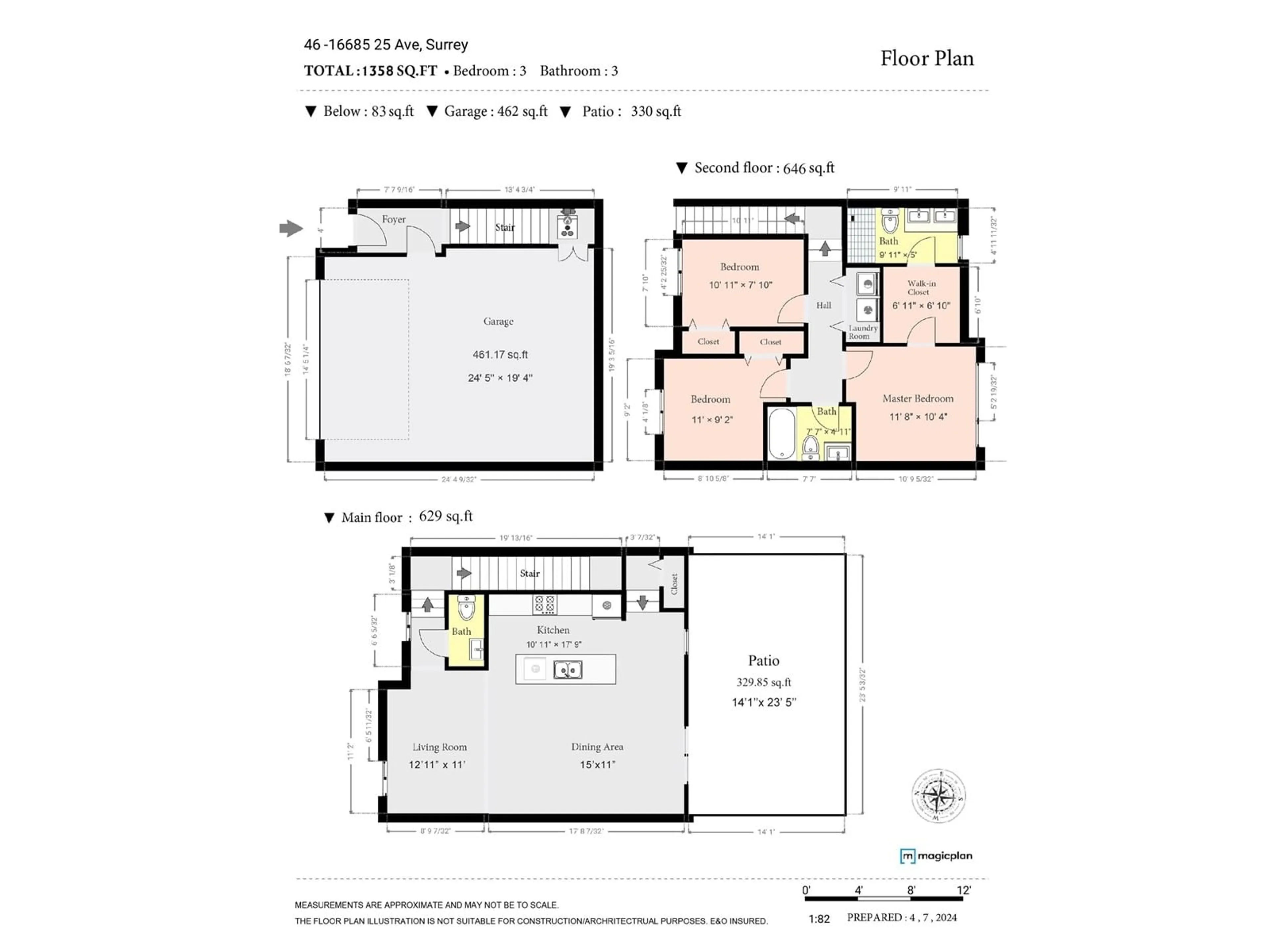 Floor plan for 46 16685 25 AVENUE, Surrey British Columbia V3Z0Z4