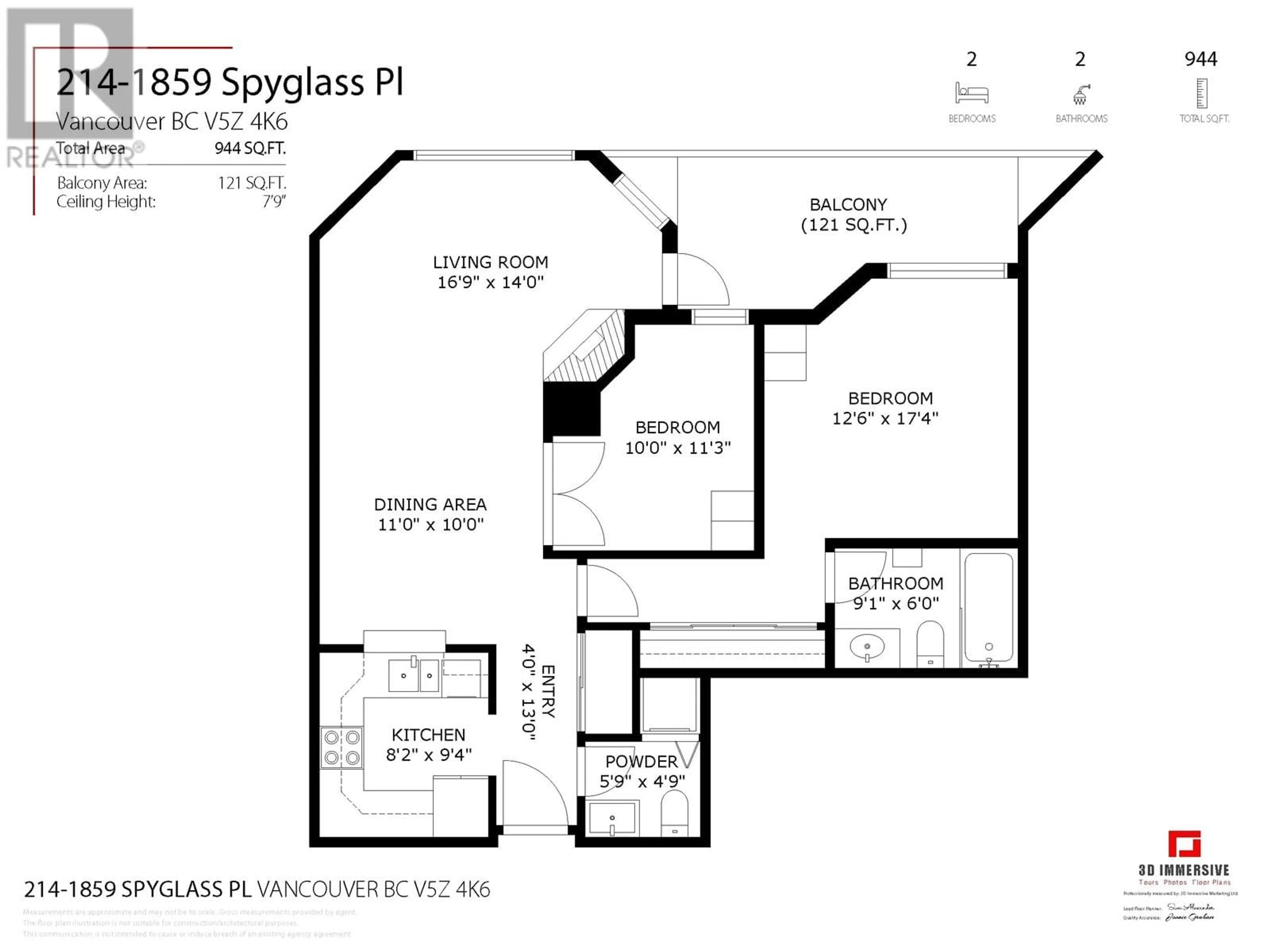 Floor plan for 214 1859 SPYGLASS PLACE, Vancouver British Columbia V5Z4K6