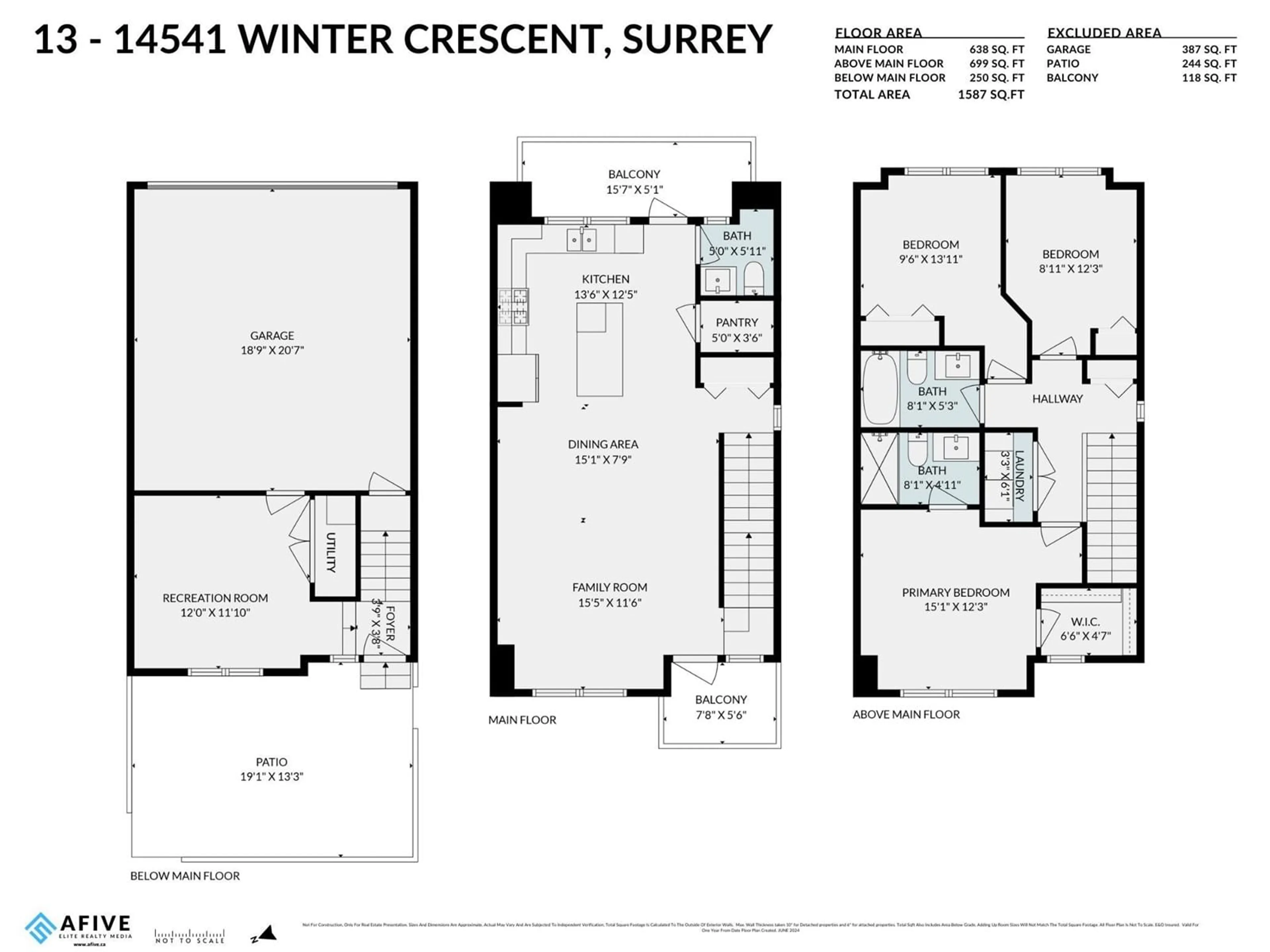 Floor plan for 13 14541 WINTER CRESCENT, Surrey British Columbia V4P0G5