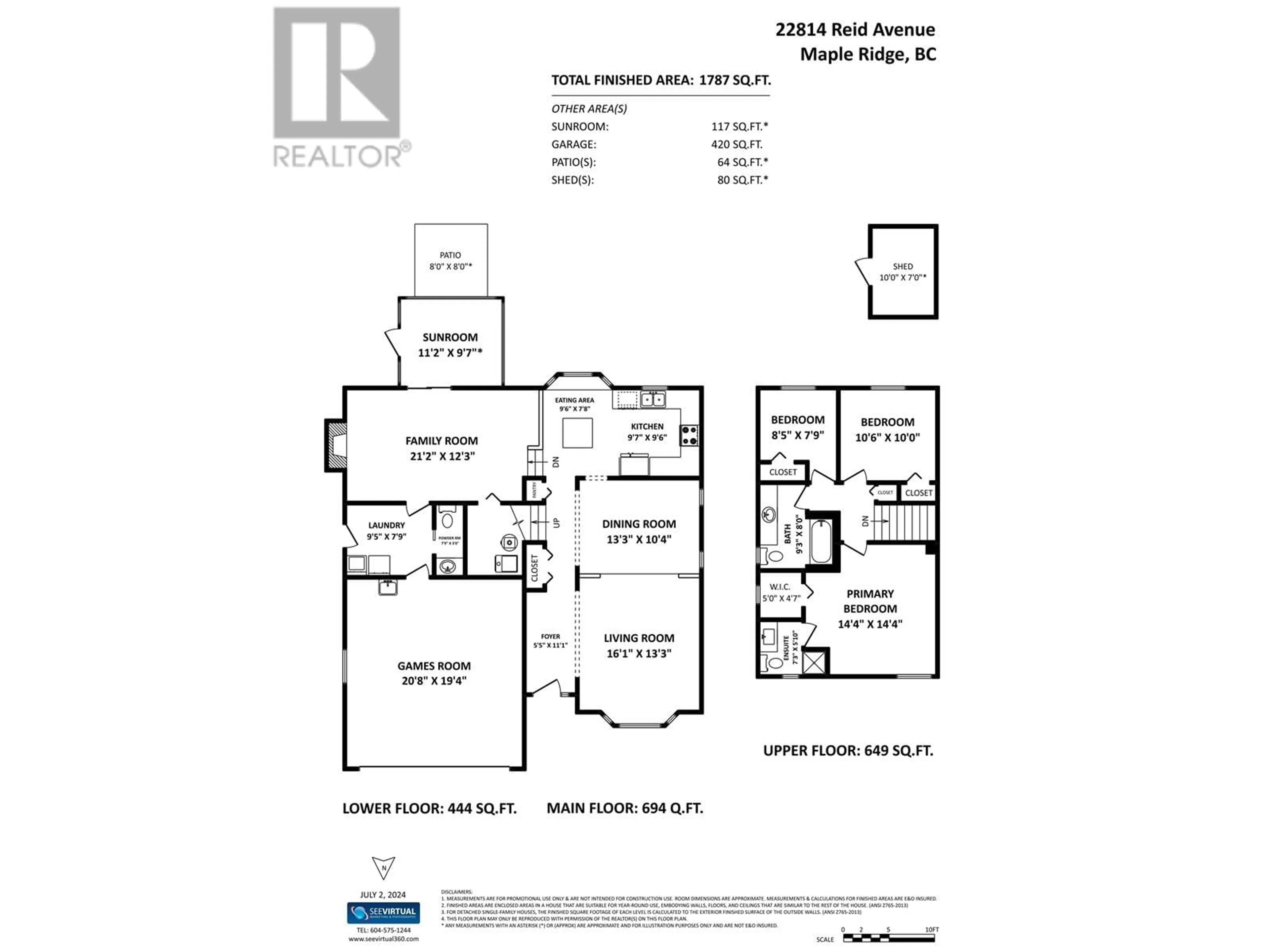 Floor plan for 22814 REID AVENUE, Maple Ridge British Columbia V2X9W9