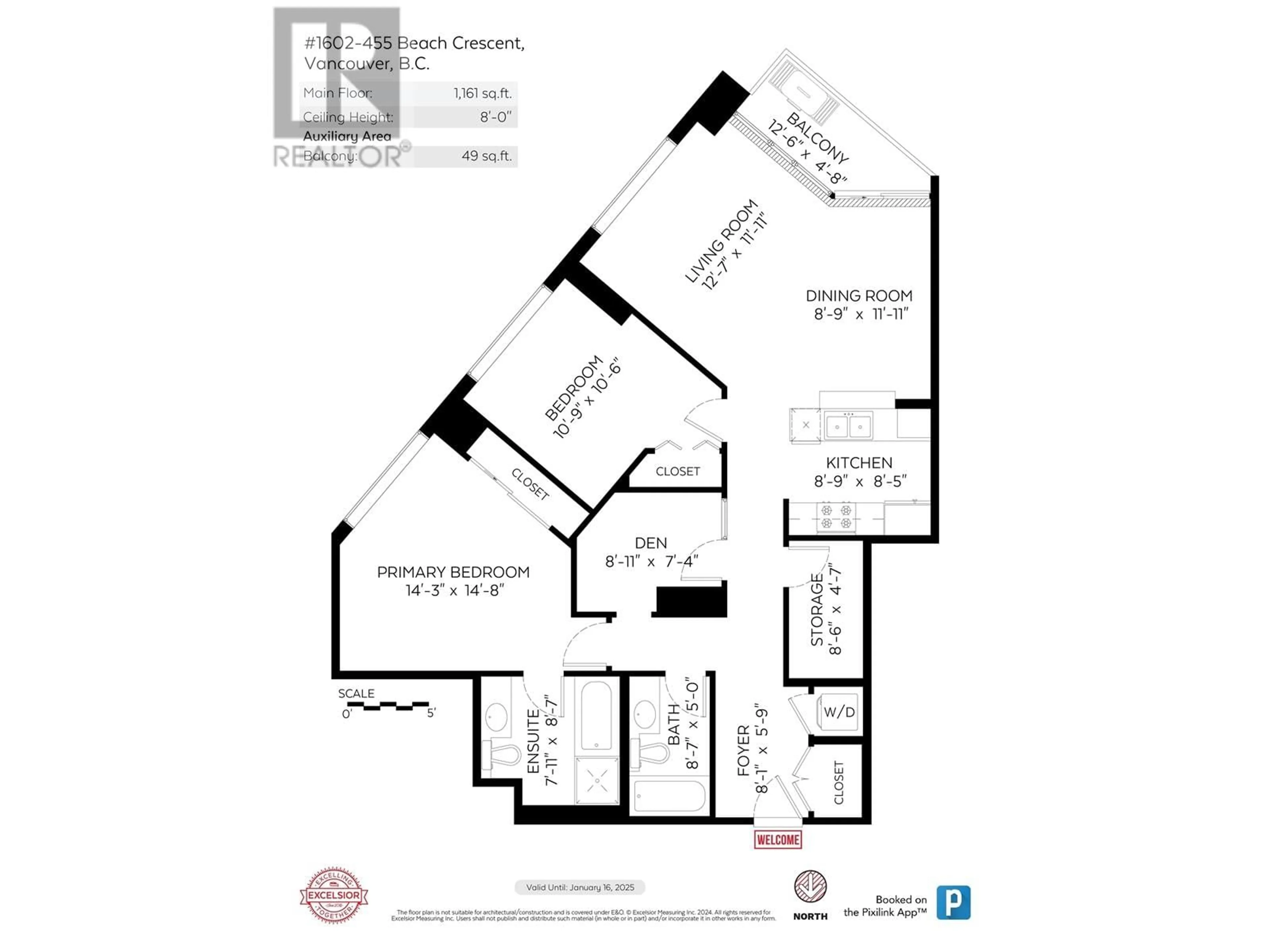 Floor plan for 1602 455 BEACH CRESCENT, Vancouver British Columbia V6Z3E5