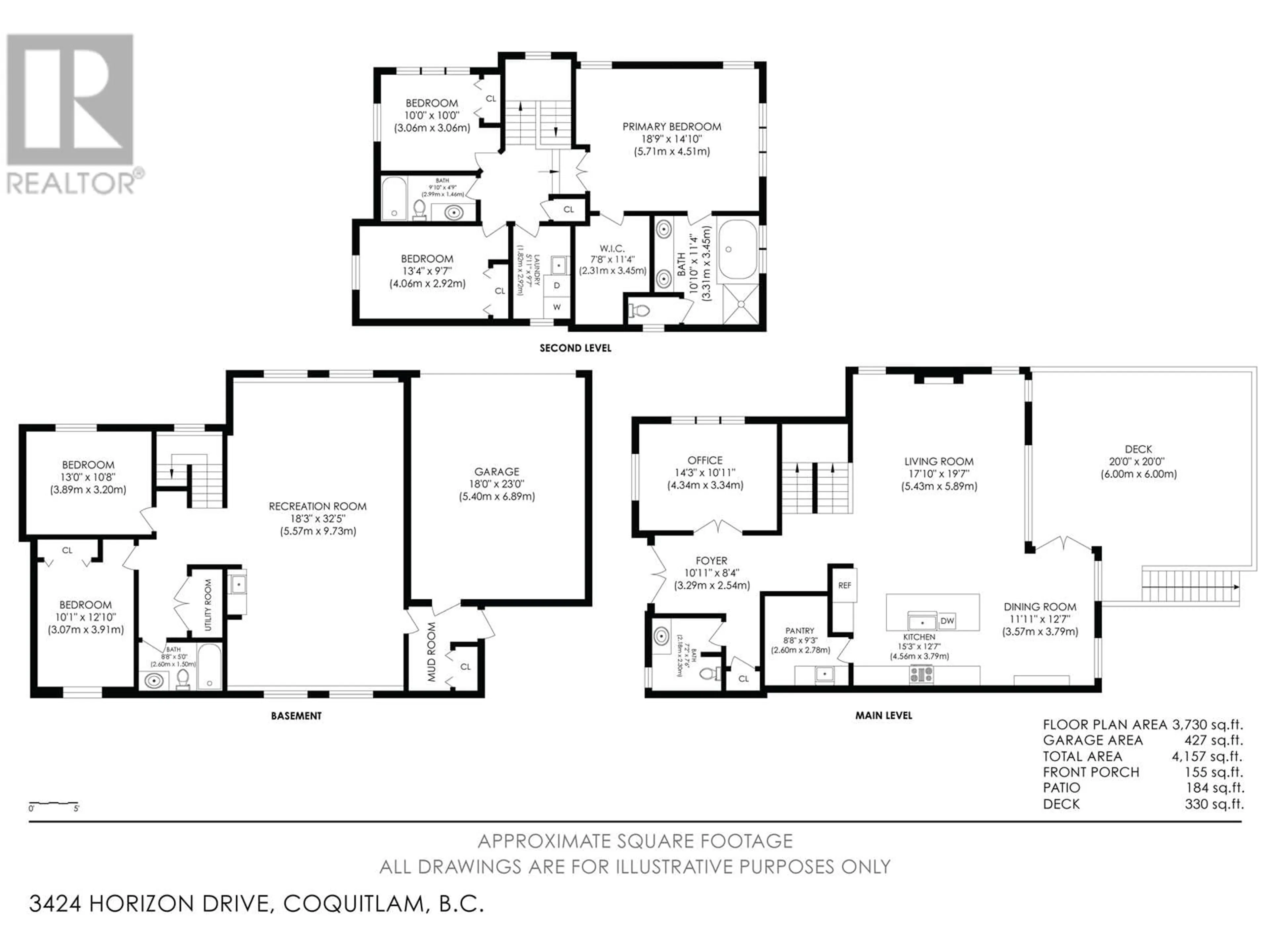 Floor plan for 3424 HORIZON DRIVE, Coquitlam British Columbia V3E0E6